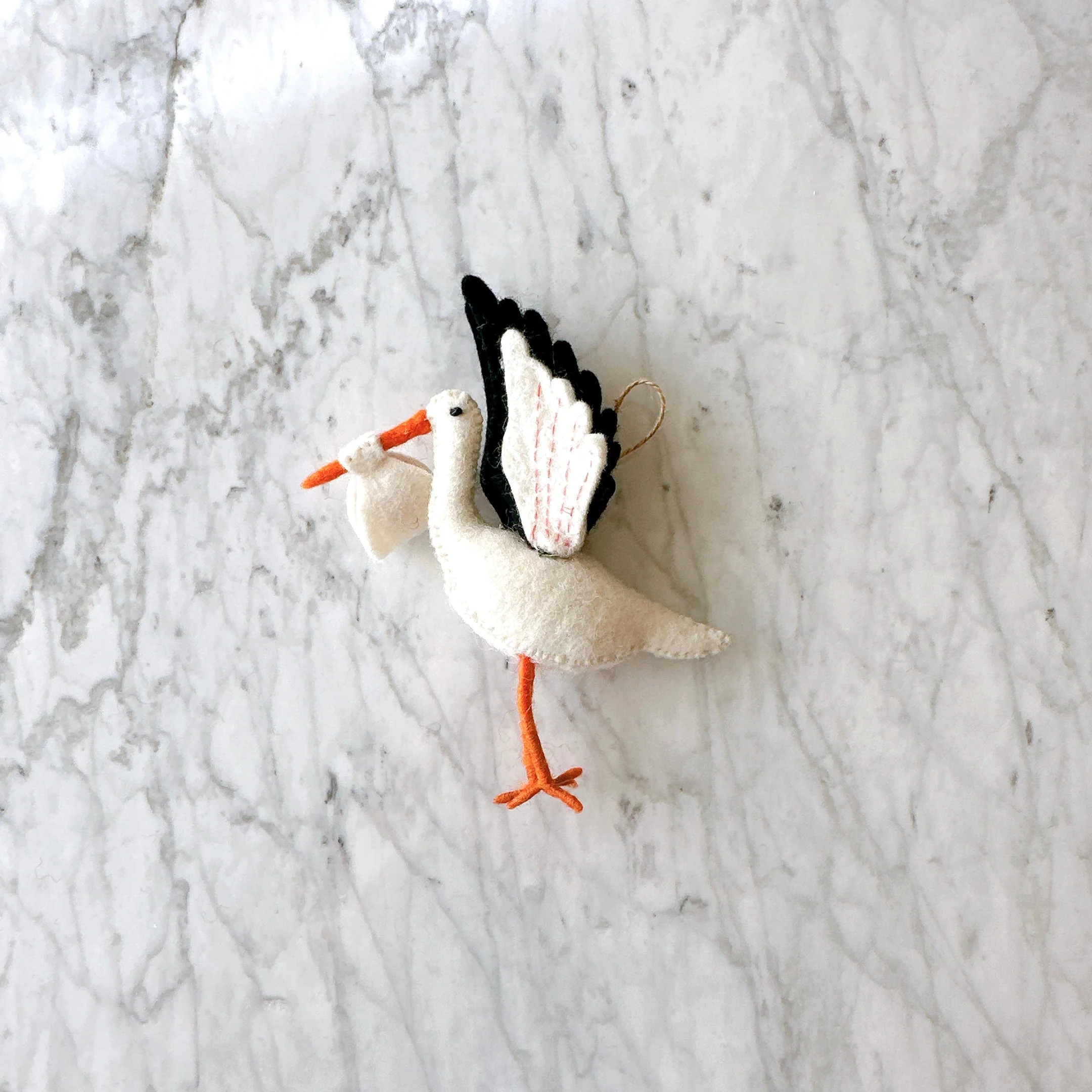 Ganapati Crafts Co. Felt Ornament - Stork - Image 3