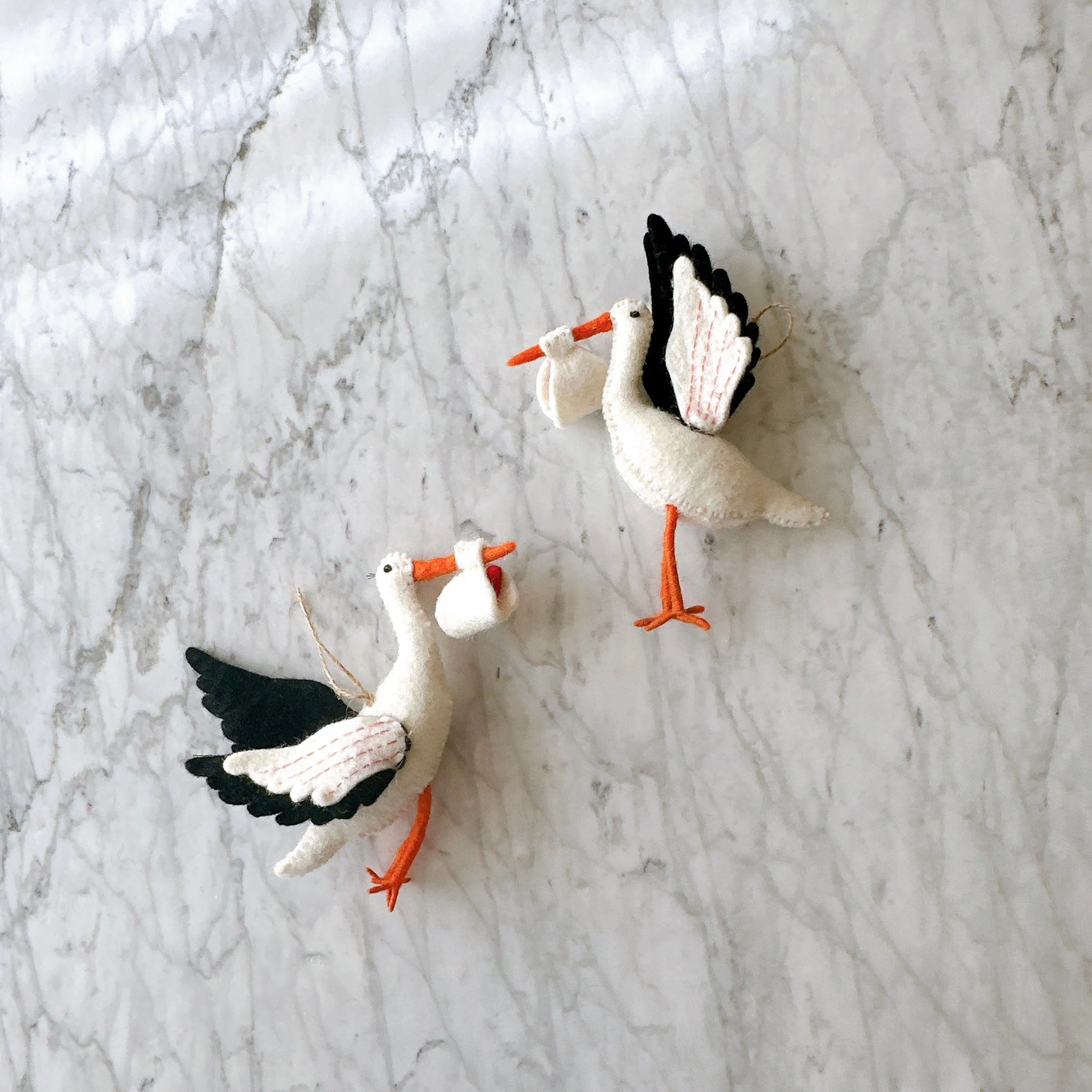 Ganapati Crafts Co. Felt Ornament - Stork - Image 4