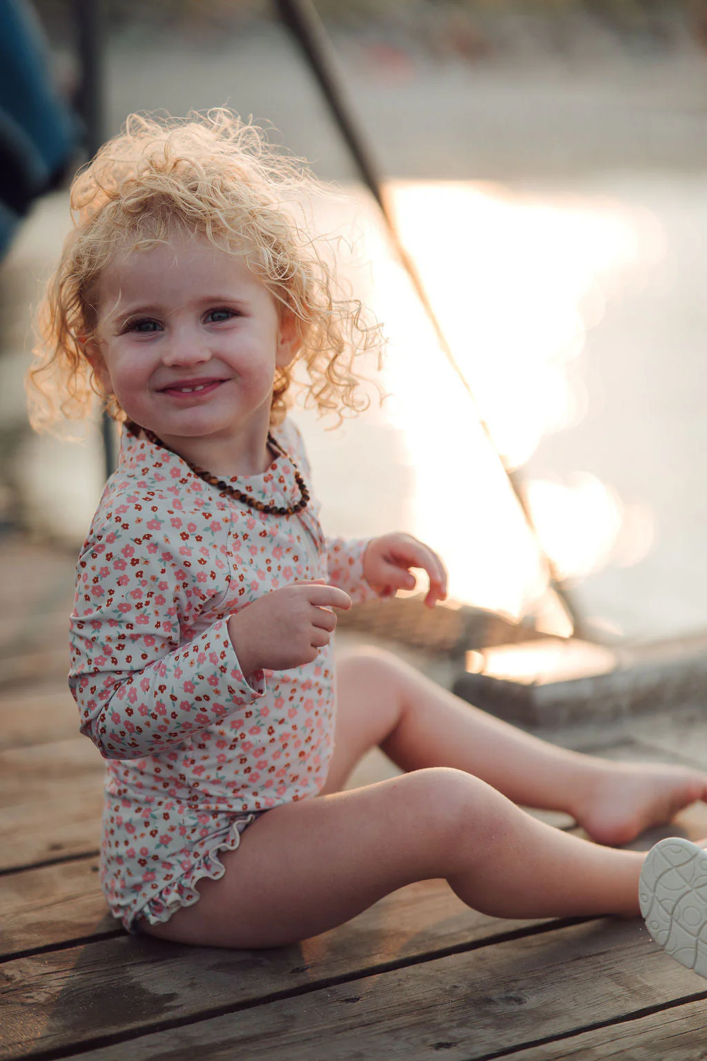 GRECH & CO. Long Sleeve Rashguard Ruffle Swimsuit | UPF + Recycled - Sunset Meadow - Image 4