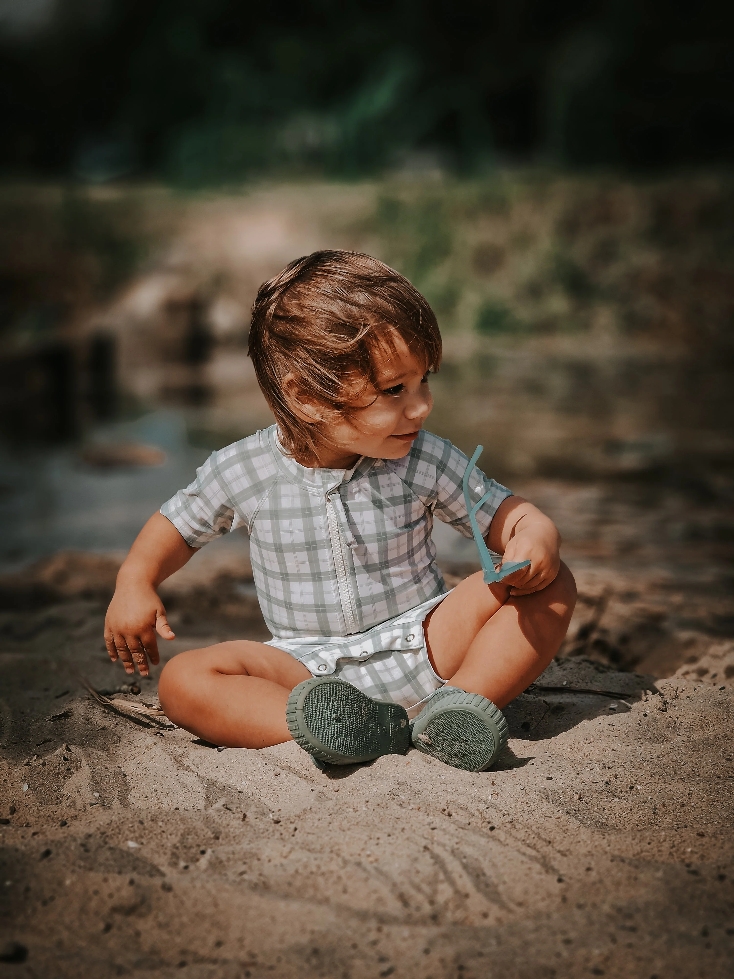 GRECH & CO. Short Sleeve Rashguard Swimsuit | UPF + Recycled - Fern Plaid - Image 15