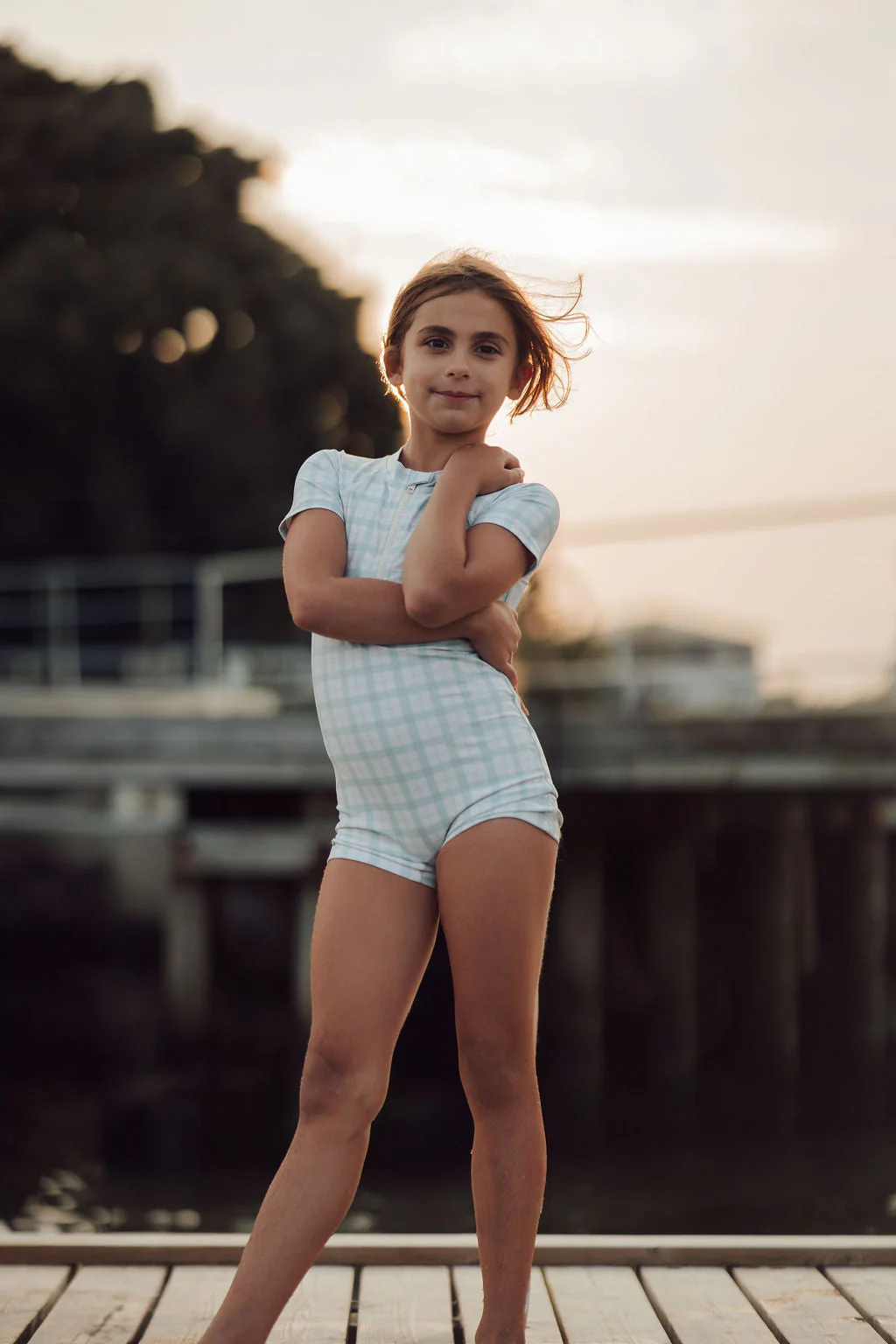 GRECH & CO. Short Sleeve Rashguard Swimsuit | UPF + Recycled - Fern Plaid - Image 2
