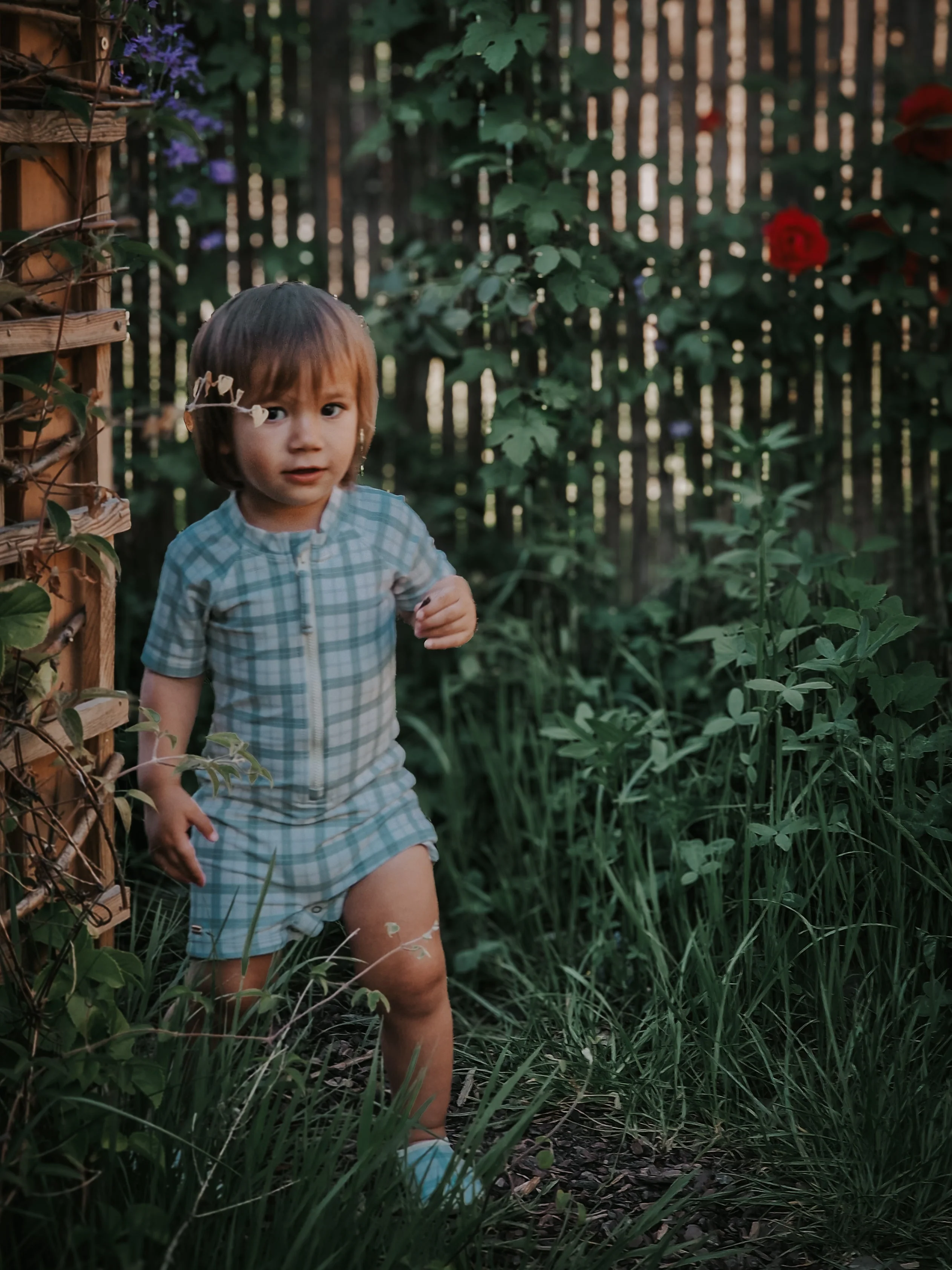 GRECH & CO. Short Sleeve Rashguard Swimsuit | UPF + Recycled - Fern Plaid - Image 8