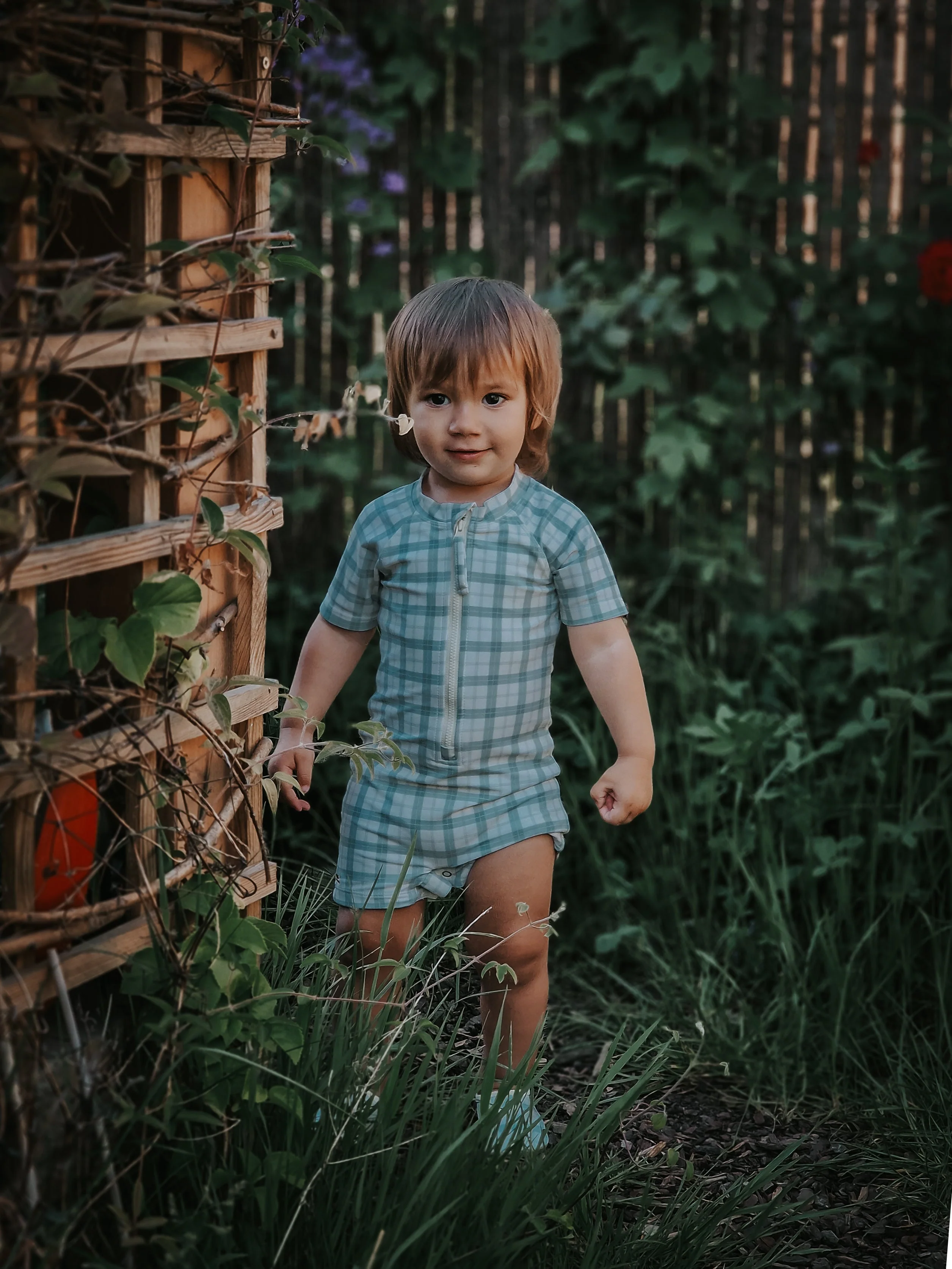 GRECH & CO. Short Sleeve Rashguard Swimsuit | UPF + Recycled - Fern Plaid - Image 9