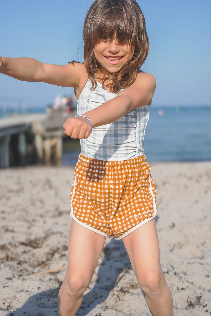 GRECH & CO. Vintage Girls 1 Piece Swimsuit | UPF + Recycled - Fern Plaid - Image 5