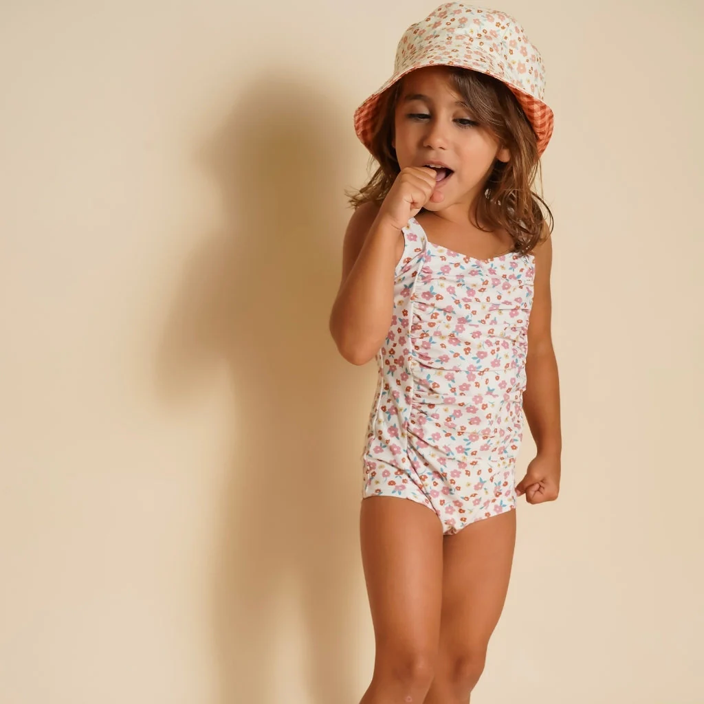 GRECH & CO. Vintage Girls 1 Piece Swimsuit | UPF + Recycled - Sunset Meadow - Image 2