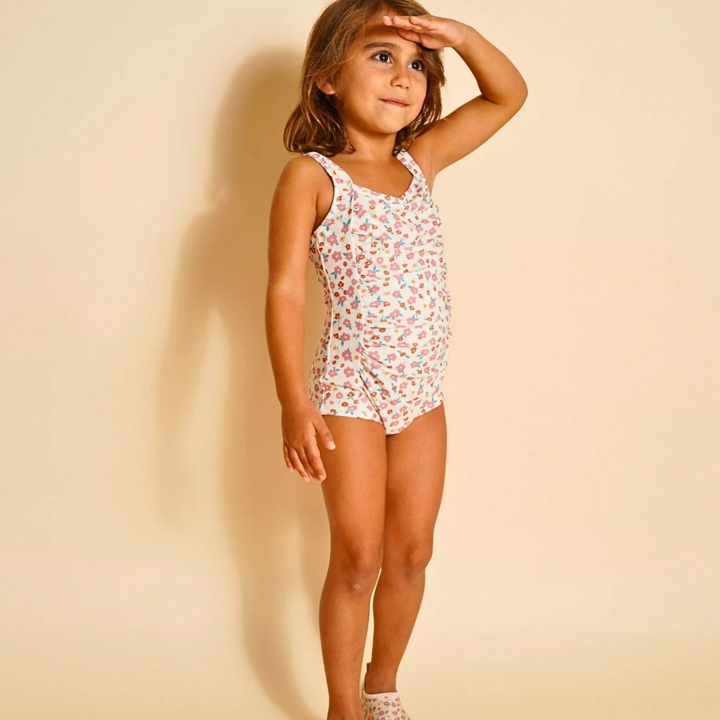 GRECH & CO. Vintage Girls 1 Piece Swimsuit | UPF + Recycled - Sunset Meadow - Image 3