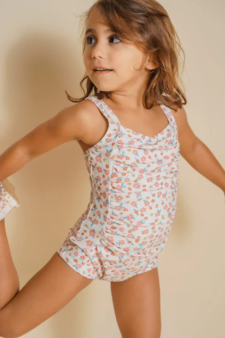 GRECH & CO. Vintage Girls 1 Piece Swimsuit | UPF + Recycled - Sunset Meadow - Image 5