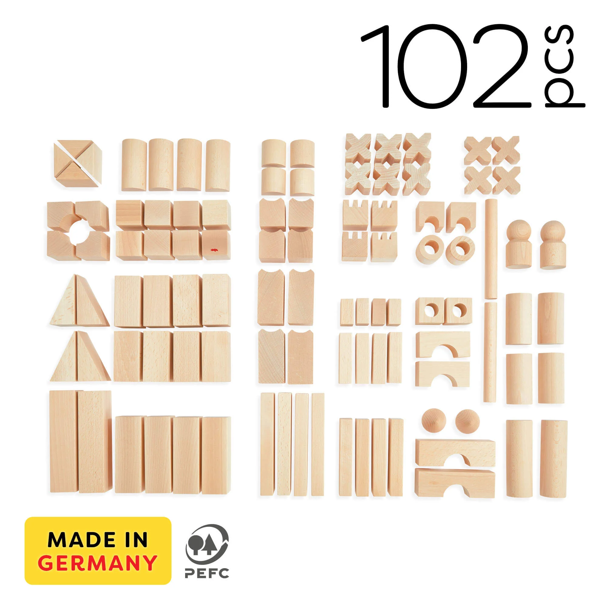 HABA Basic Building Blocks 102 Piece Extra Large Wooden Starter Set - Image 7