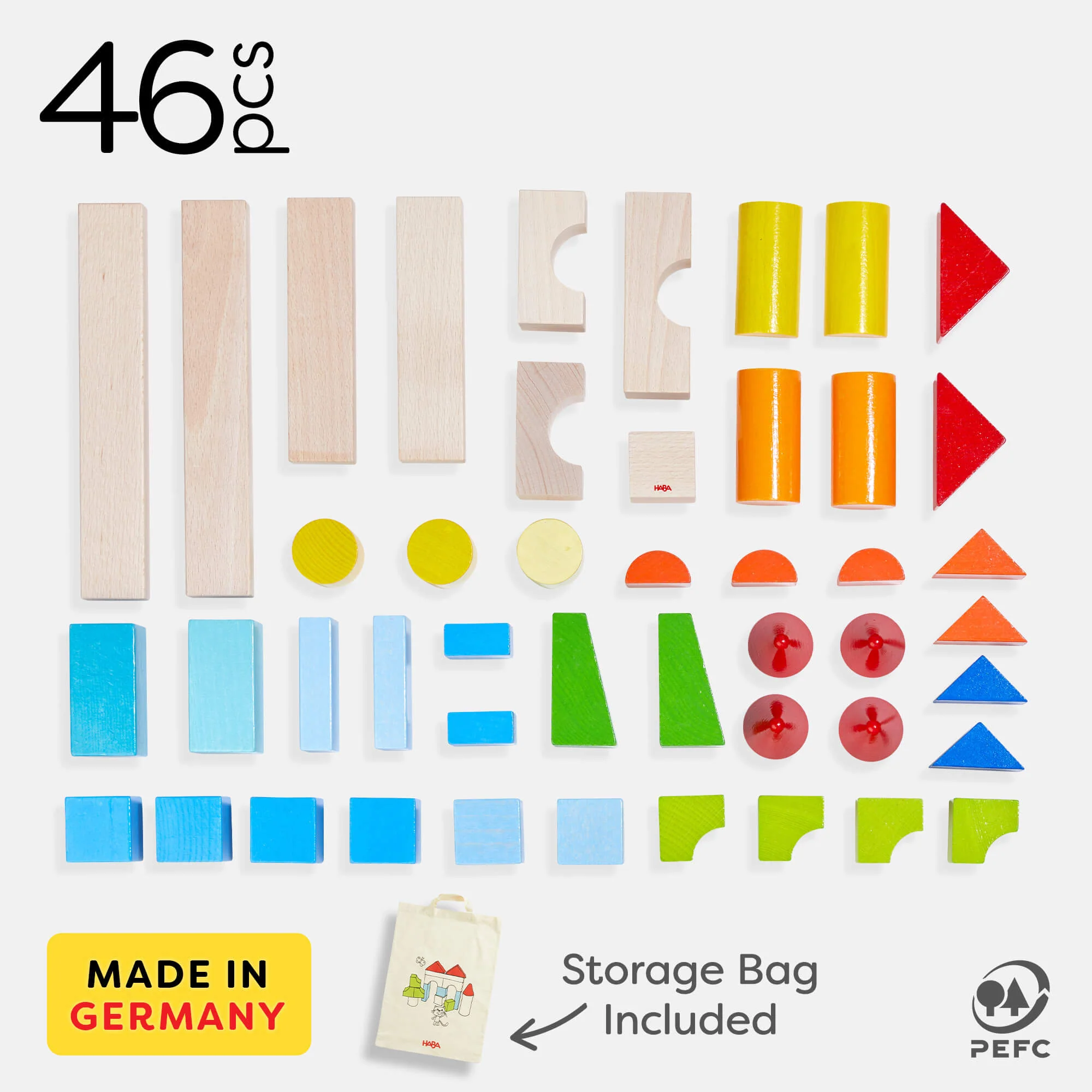 HABA Colored Wooden Building Blocks - 46 Piece Set - Image 7