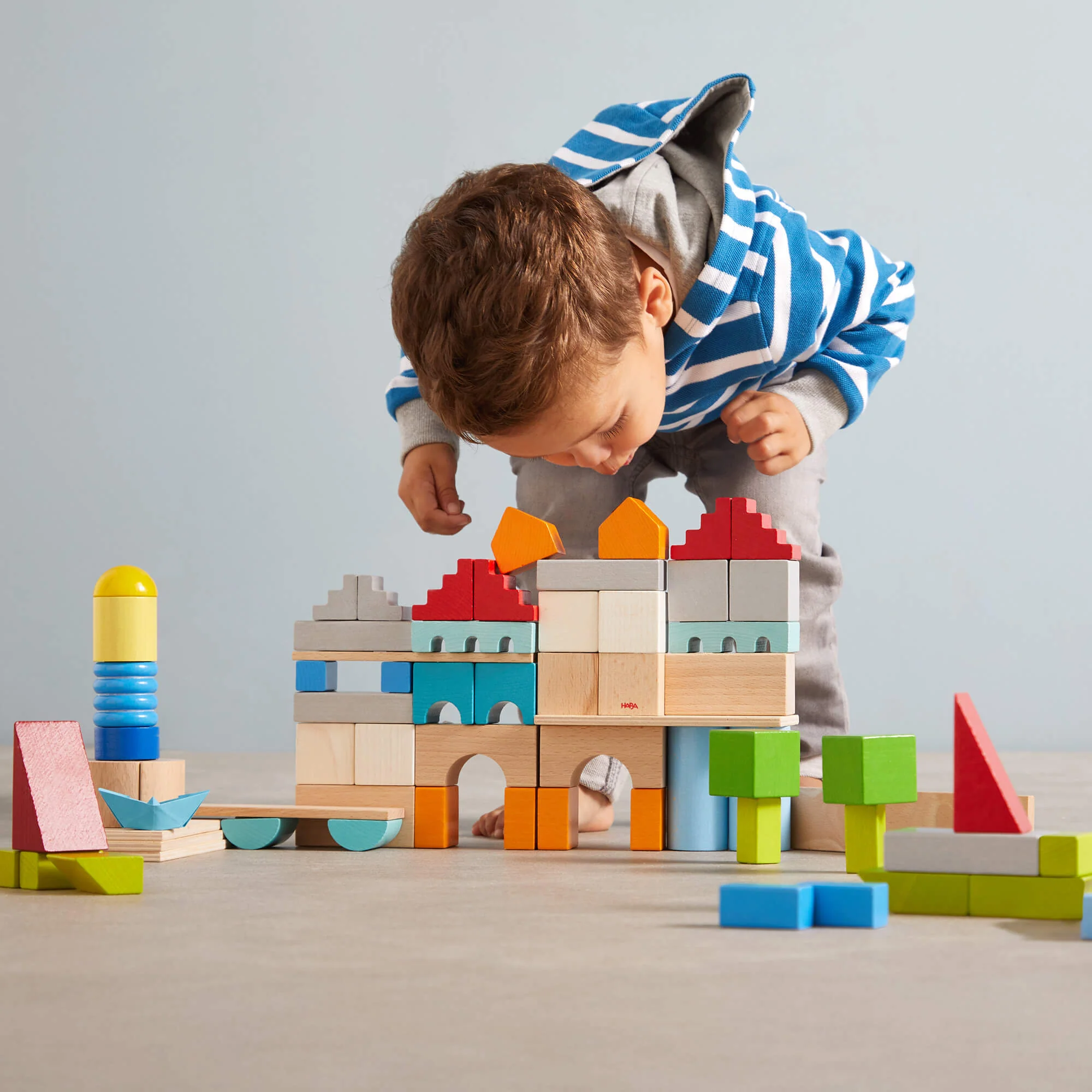 HABA Colored Wooden Building Blocks - 85 Piece Set - Image 2