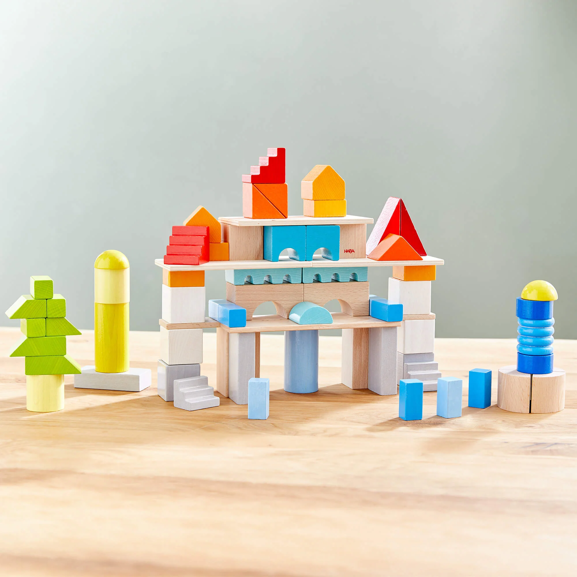 HABA Colored Wooden Building Blocks - 85 Piece Set - Image 3