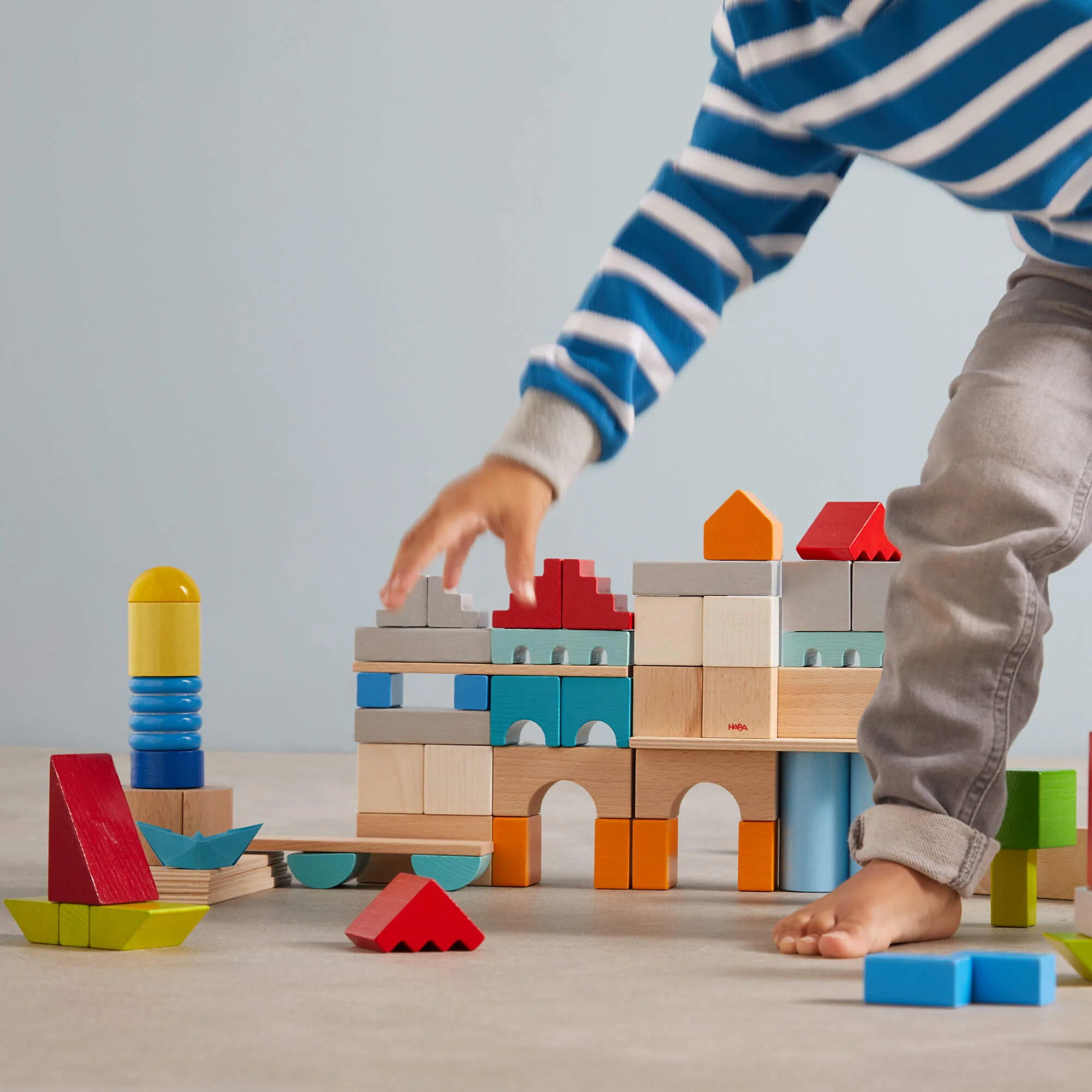 HABA Colored Wooden Building Blocks - 85 Piece Set - Image 5