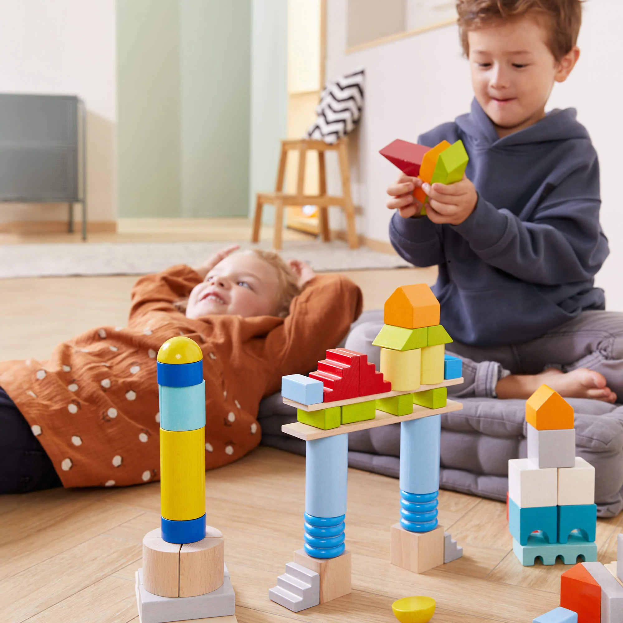 HABA Colored Wooden Building Blocks - 85 Piece Set - Image 7
