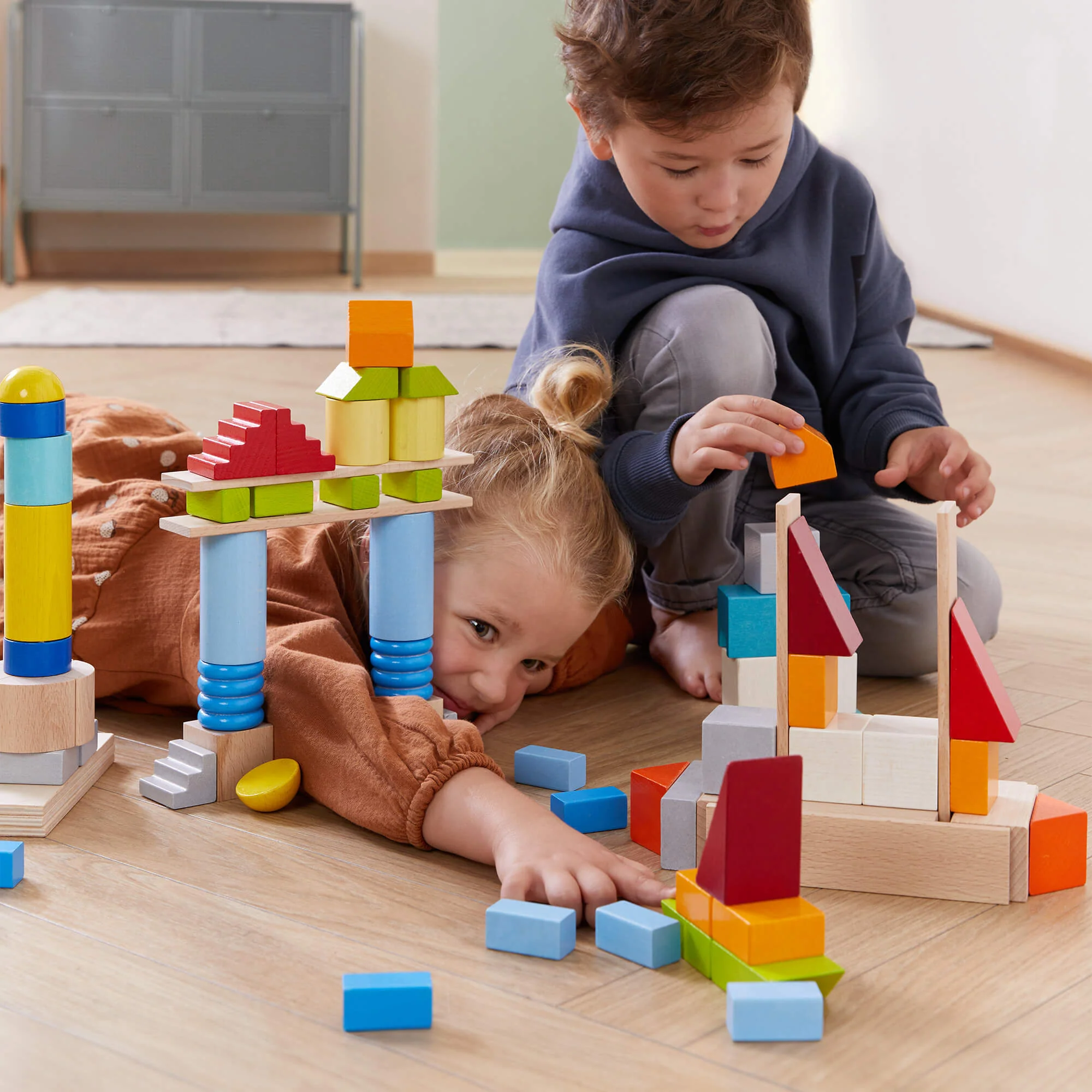 HABA Colored Wooden Building Blocks - 85 Piece Set - Image 8