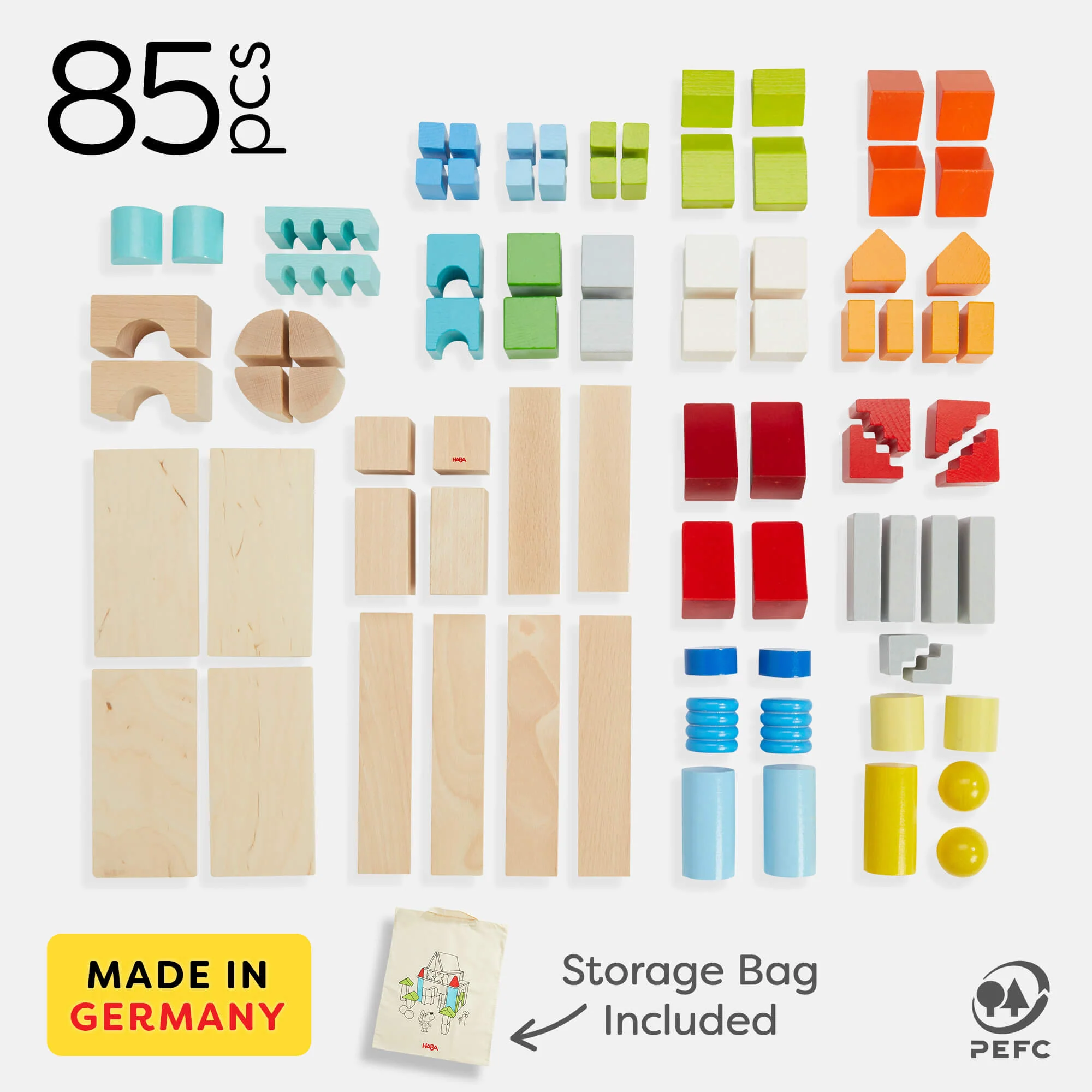 HABA Colored Wooden Building Blocks - 85 Piece Set - Image 9
