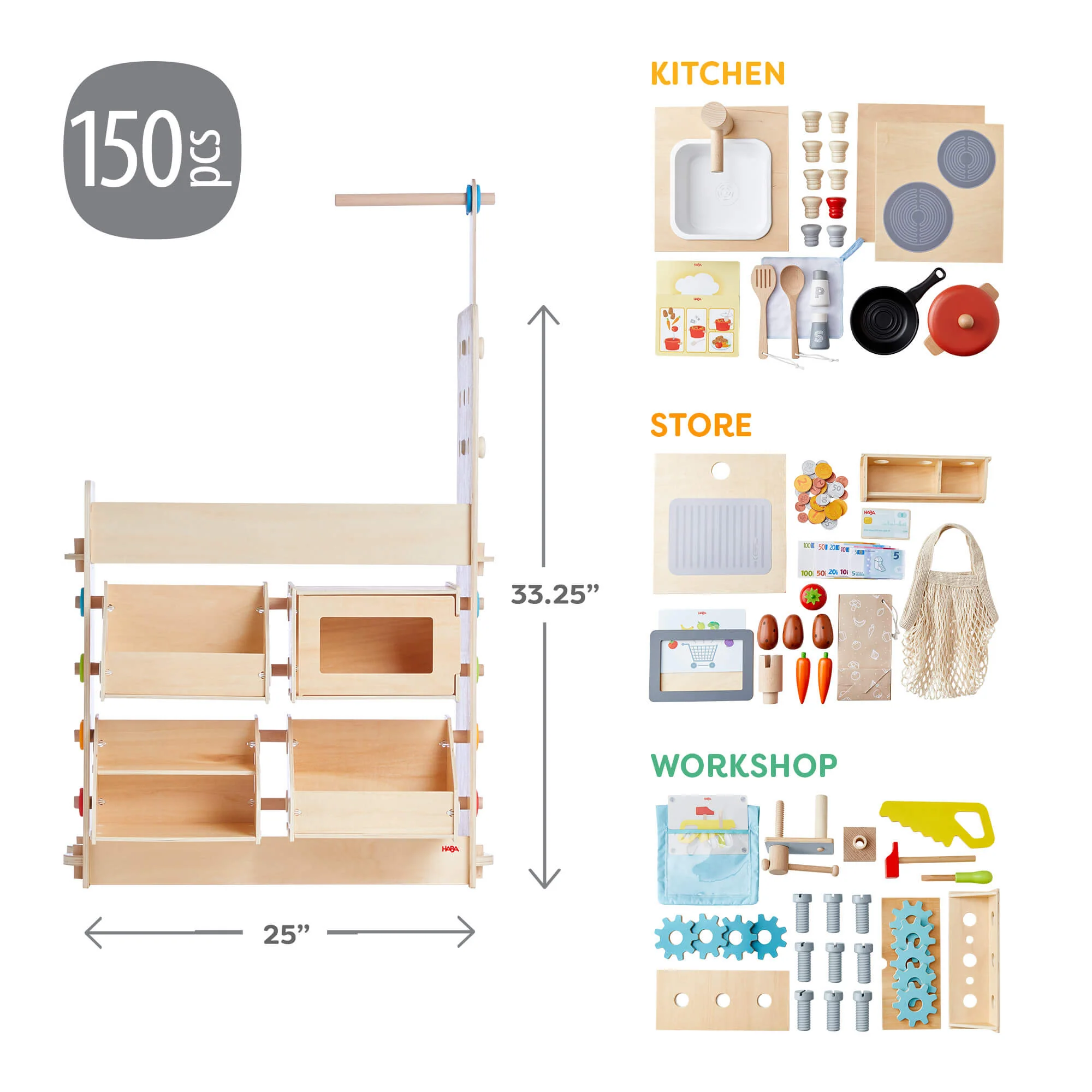 HABA Creative Play 3 in 1 – Play Kitchen, Store & Workshop - Image 13
