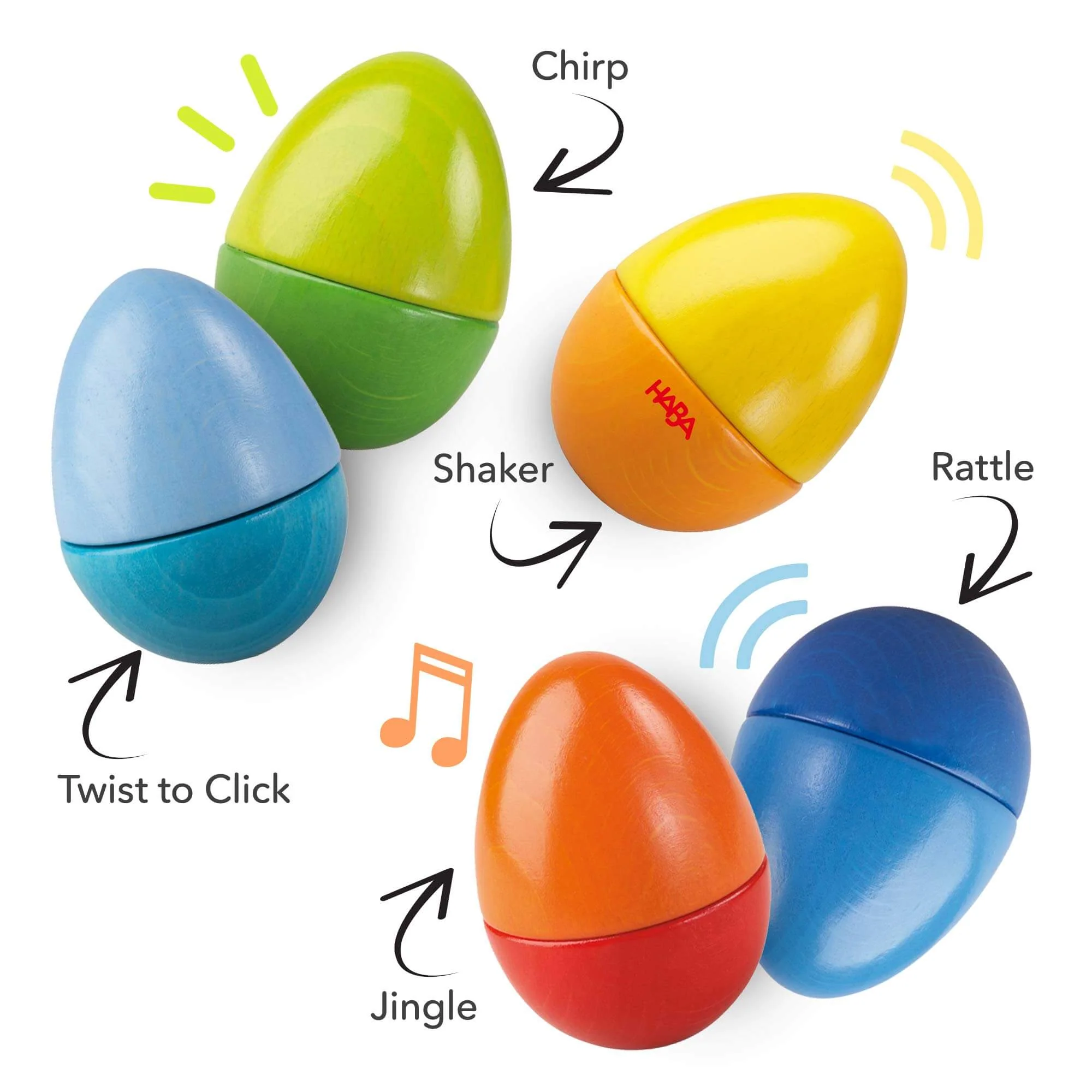 HABA Fun with Sounds Wooden Eggs - Image 3