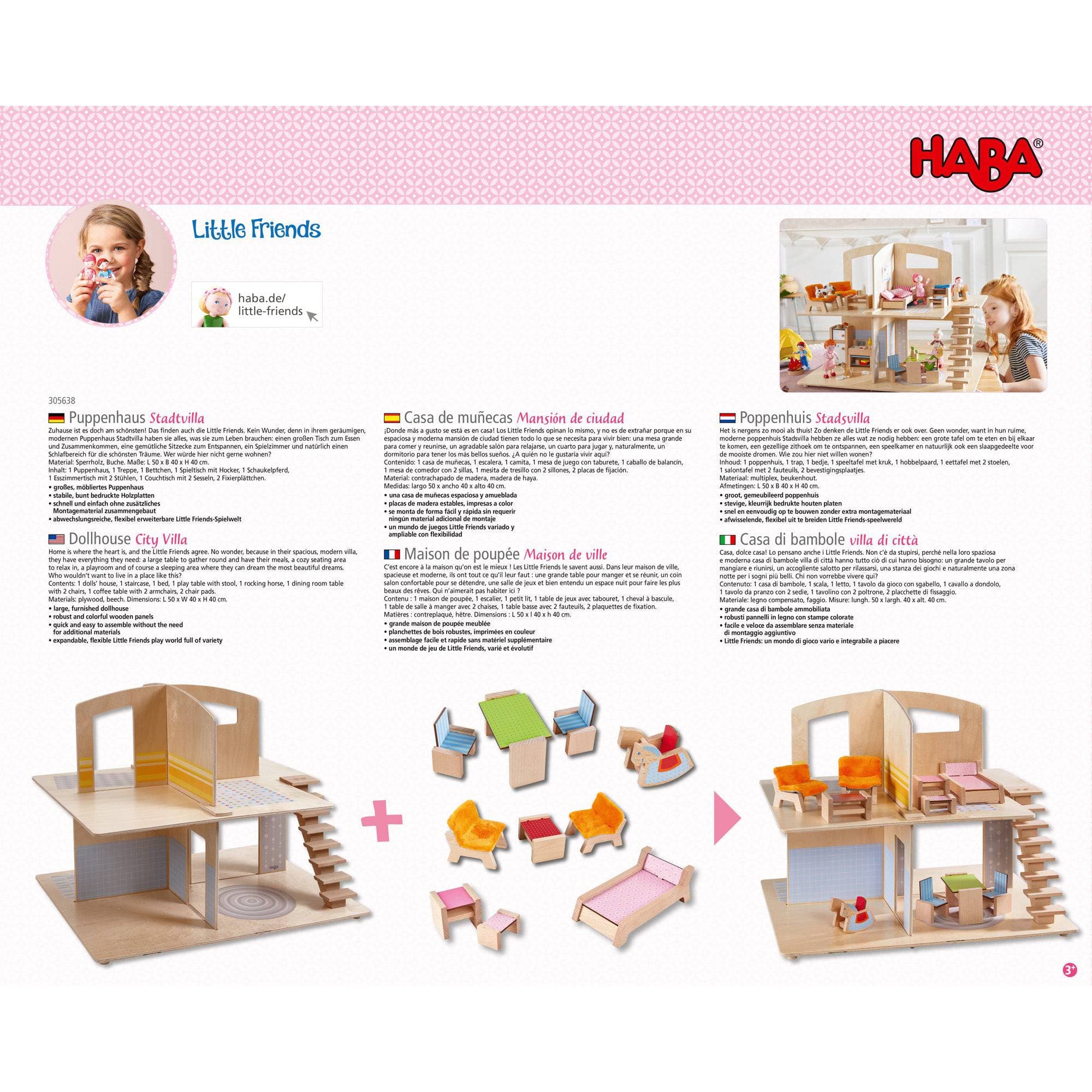 HABA Little Friends Dollhouse Town Villa with Furniture - Image 9