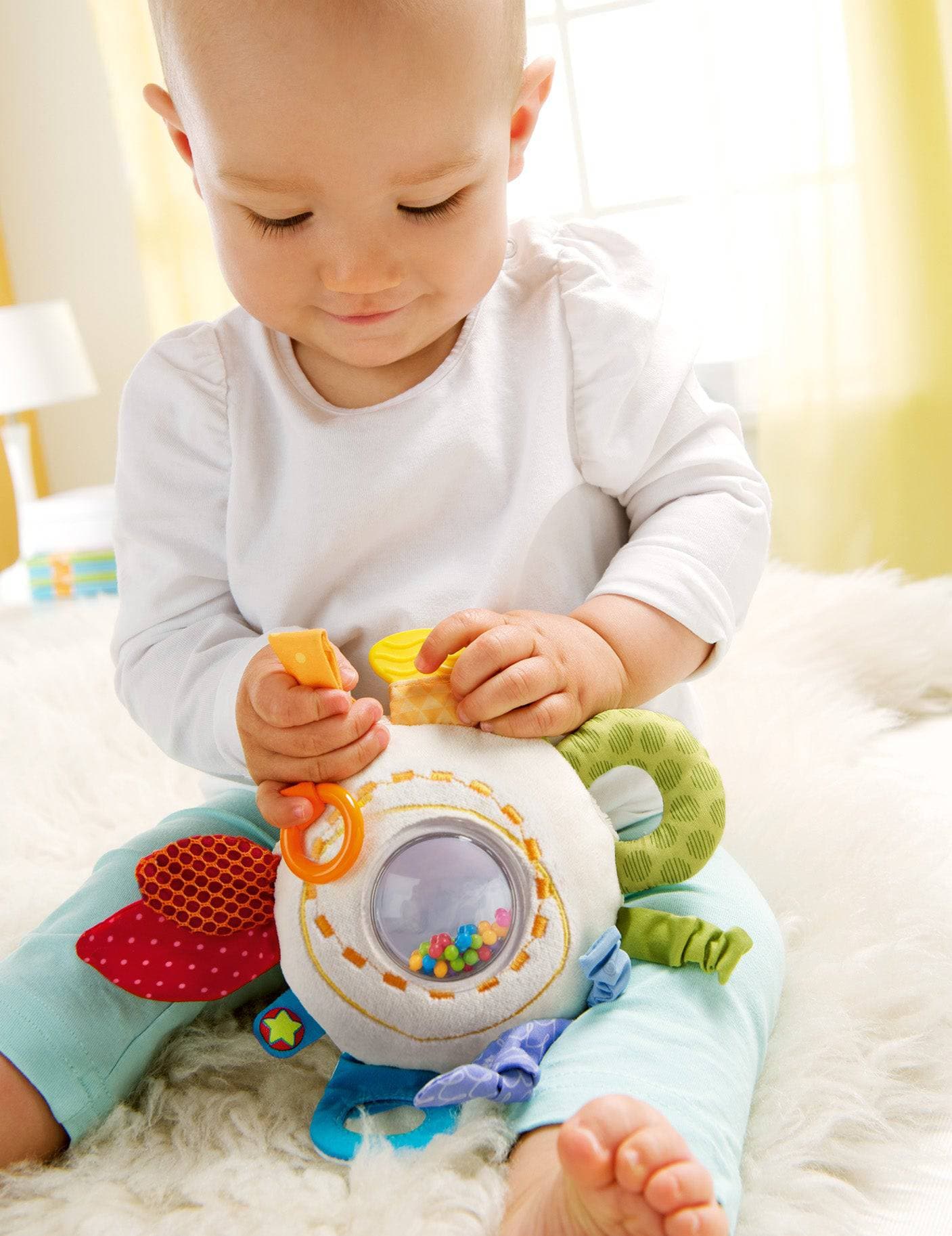 HABA Teether Cuddly Rainbow Round Activity Toy - Image 3