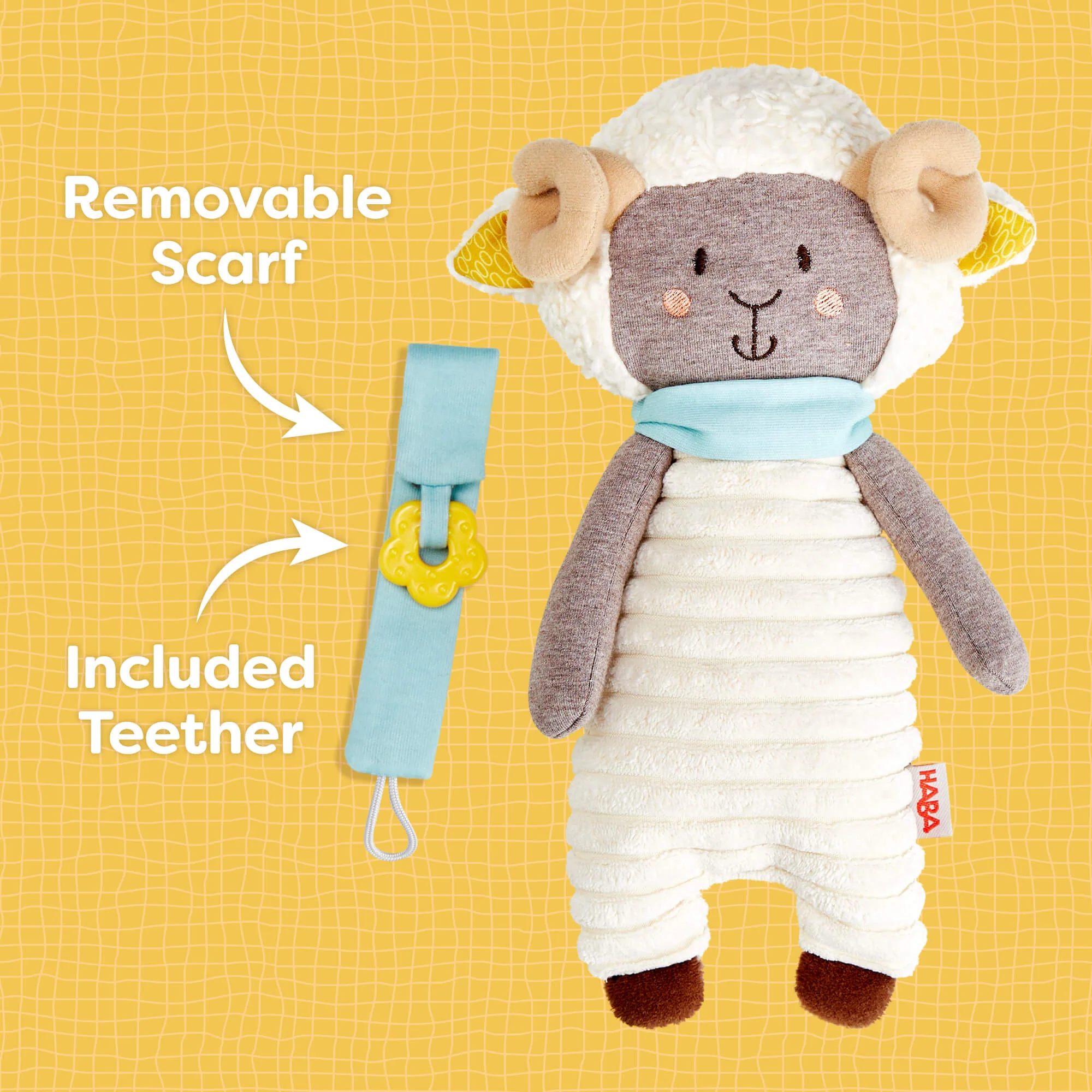 HABA Woolbert the Ram Cuddly Baby Sensory Toy - Image 5
