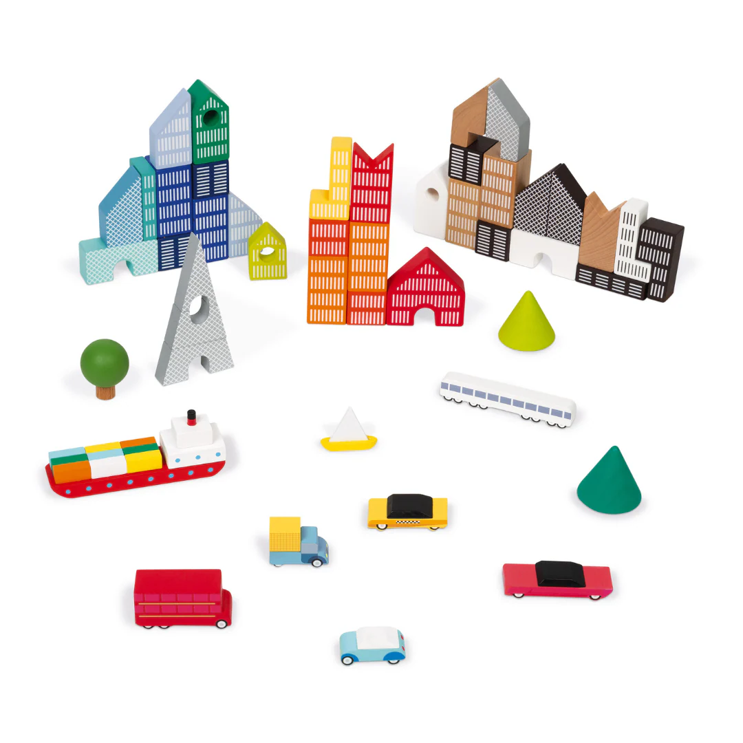 Janod Cardboard City Puzzle & Design Game - Image 3