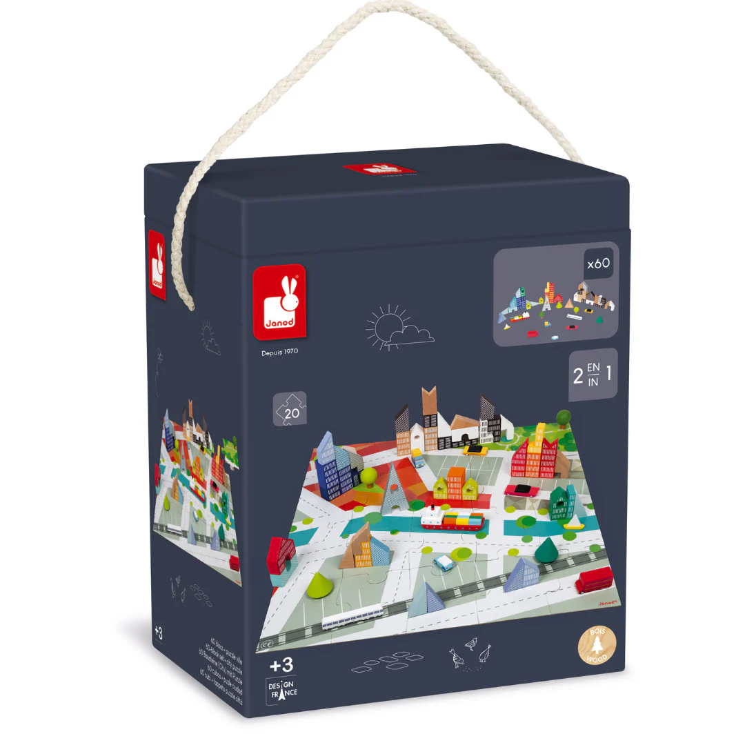 Janod Cardboard City Puzzle & Design Game - Image 5