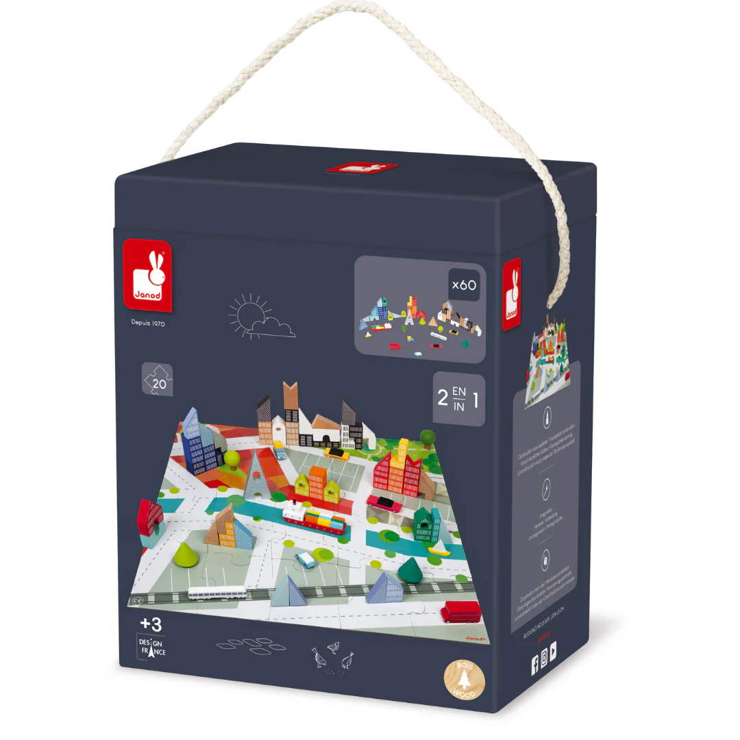 Janod Cardboard City Puzzle & Design Game - Image 6