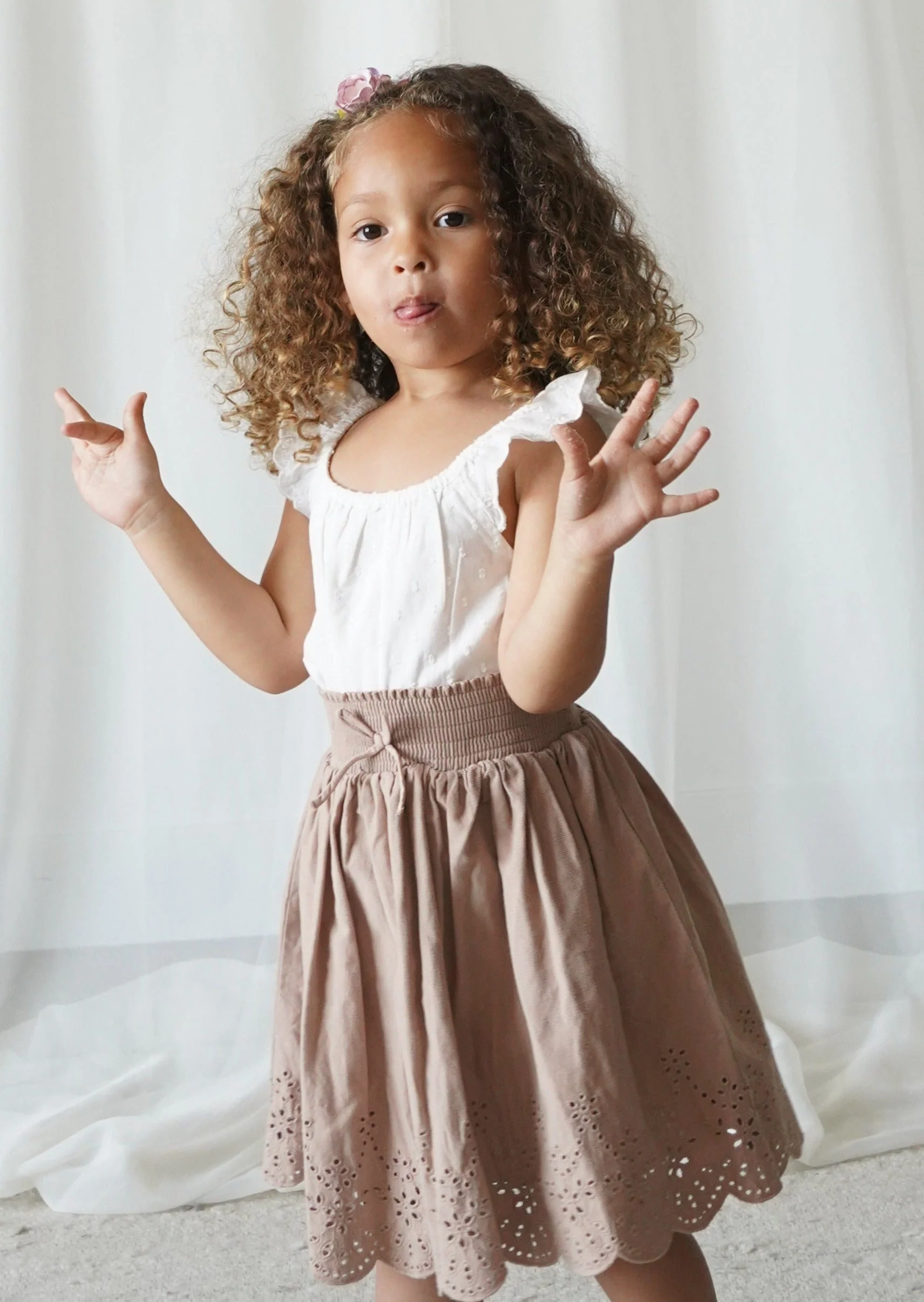 La Petit Lapin Calliope | Swiss Dot Embroidered Romper | Antique Ivory - Image 3