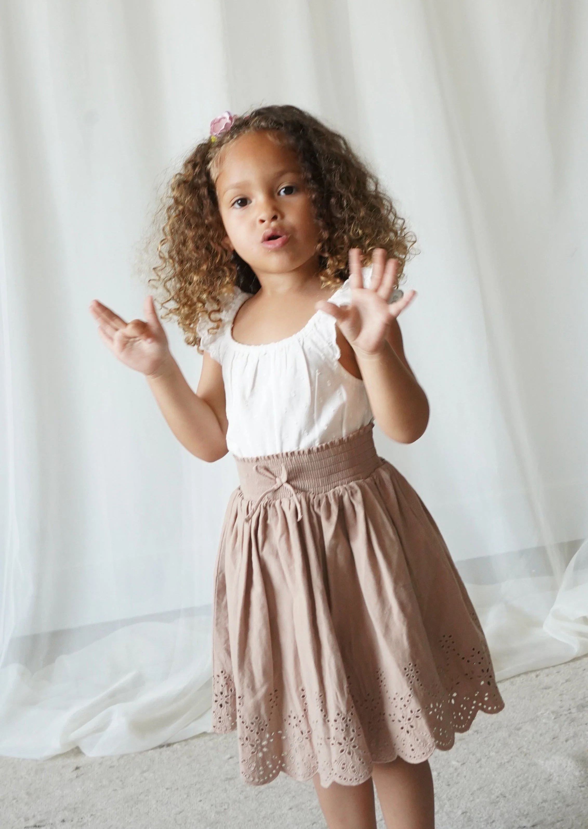 La Petit Lapin Calliope | Swiss Dot Embroidered Romper | Antique Ivory - Image 5