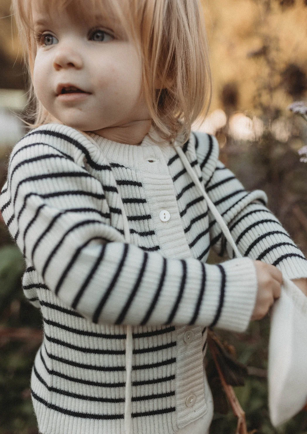La Petit Lapin Cashmere Cardigan | Black/White - Image 2