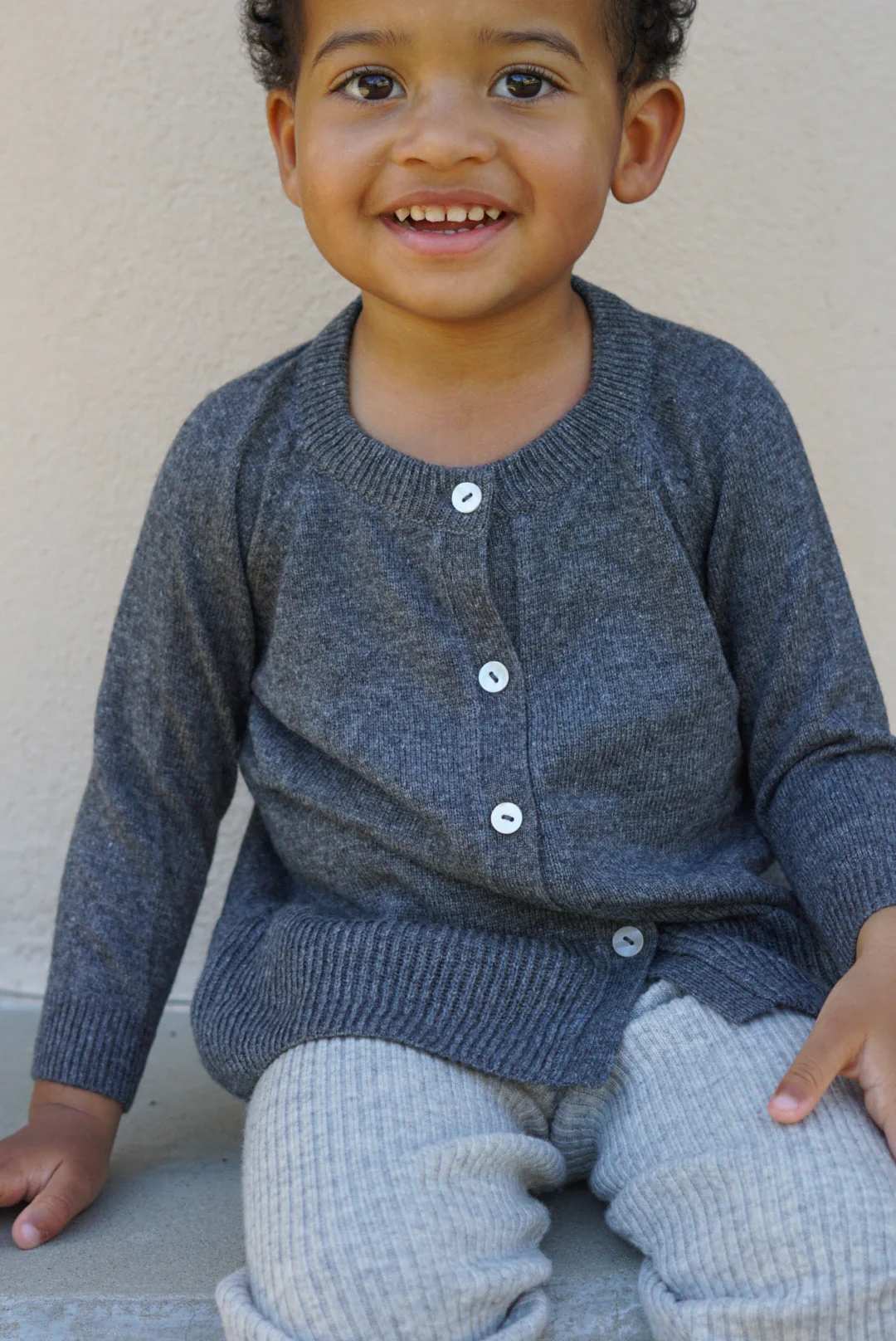 La Petit Lapin Cashmere & Merino Wool Knit Cardigan | Dark Gray Melange - Image 5