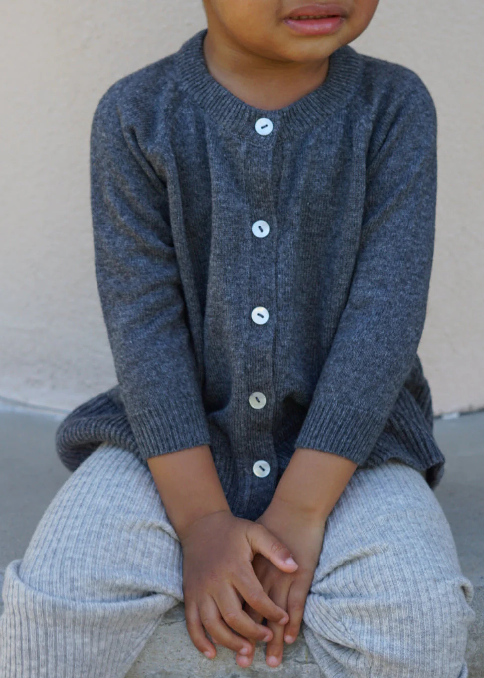 La Petit Lapin Cashmere & Merino Wool Knit Cardigan | Dark Gray Melange - Image 6