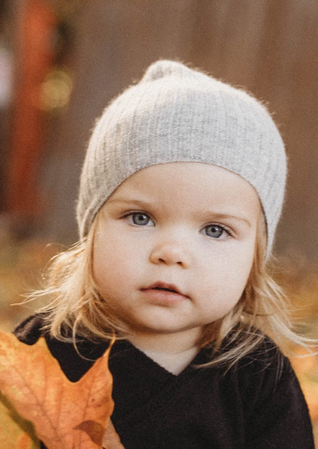 La Petit Lapin Cashmere Rib Beanie | Grey Merle - Image 5