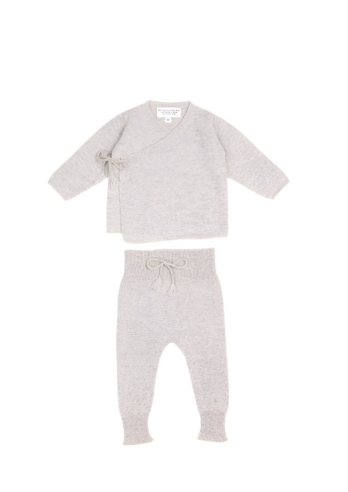 La Petit Lapin Cashmere Wrap Cardigan | Grey Dawn - Image 3