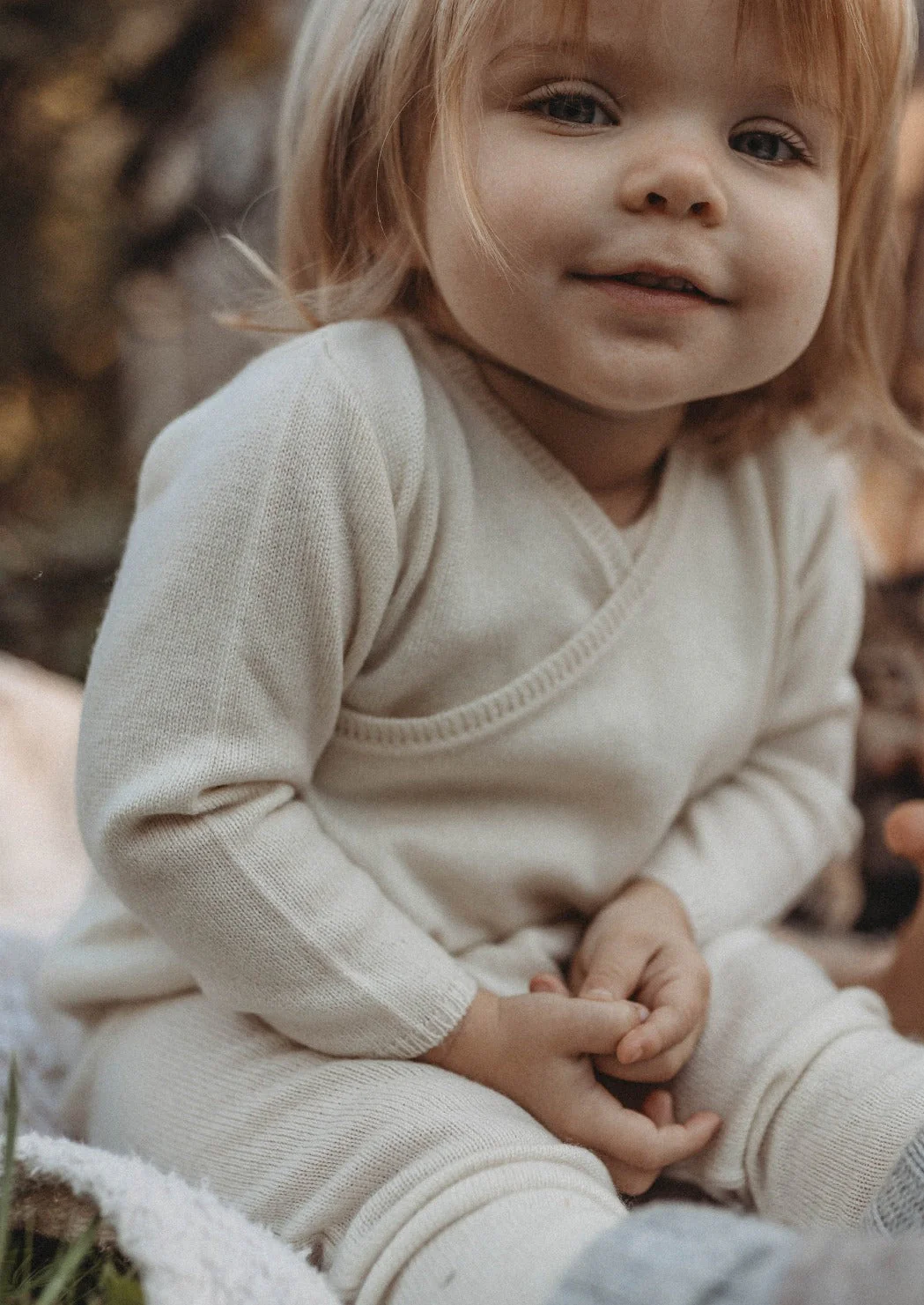 La Petit Lapin Cashmere Wrap Cardigan | Pure Beige - Image 3