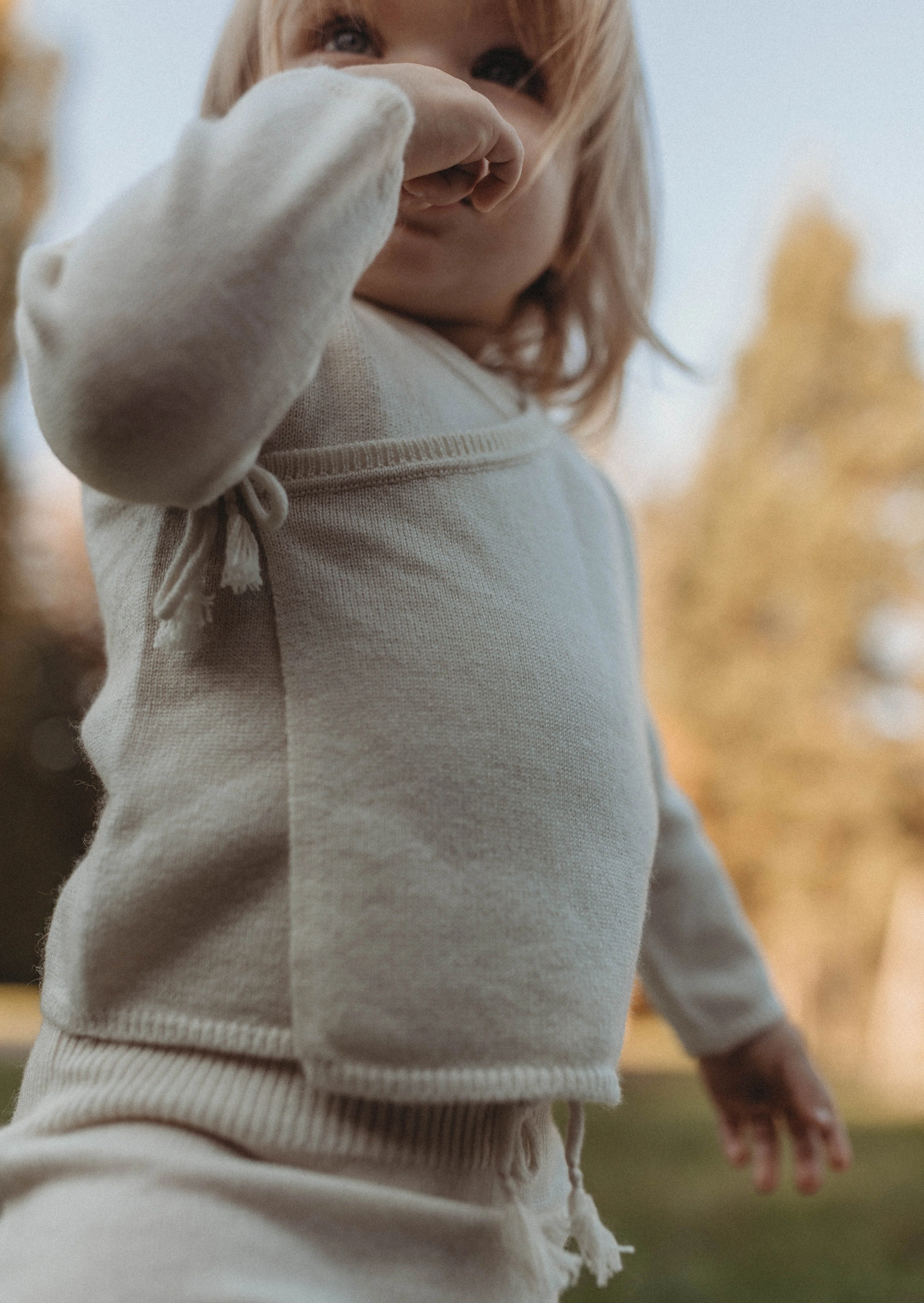 La Petit Lapin Cashmere Wrap Cardigan | Pure Beige - Image 5
