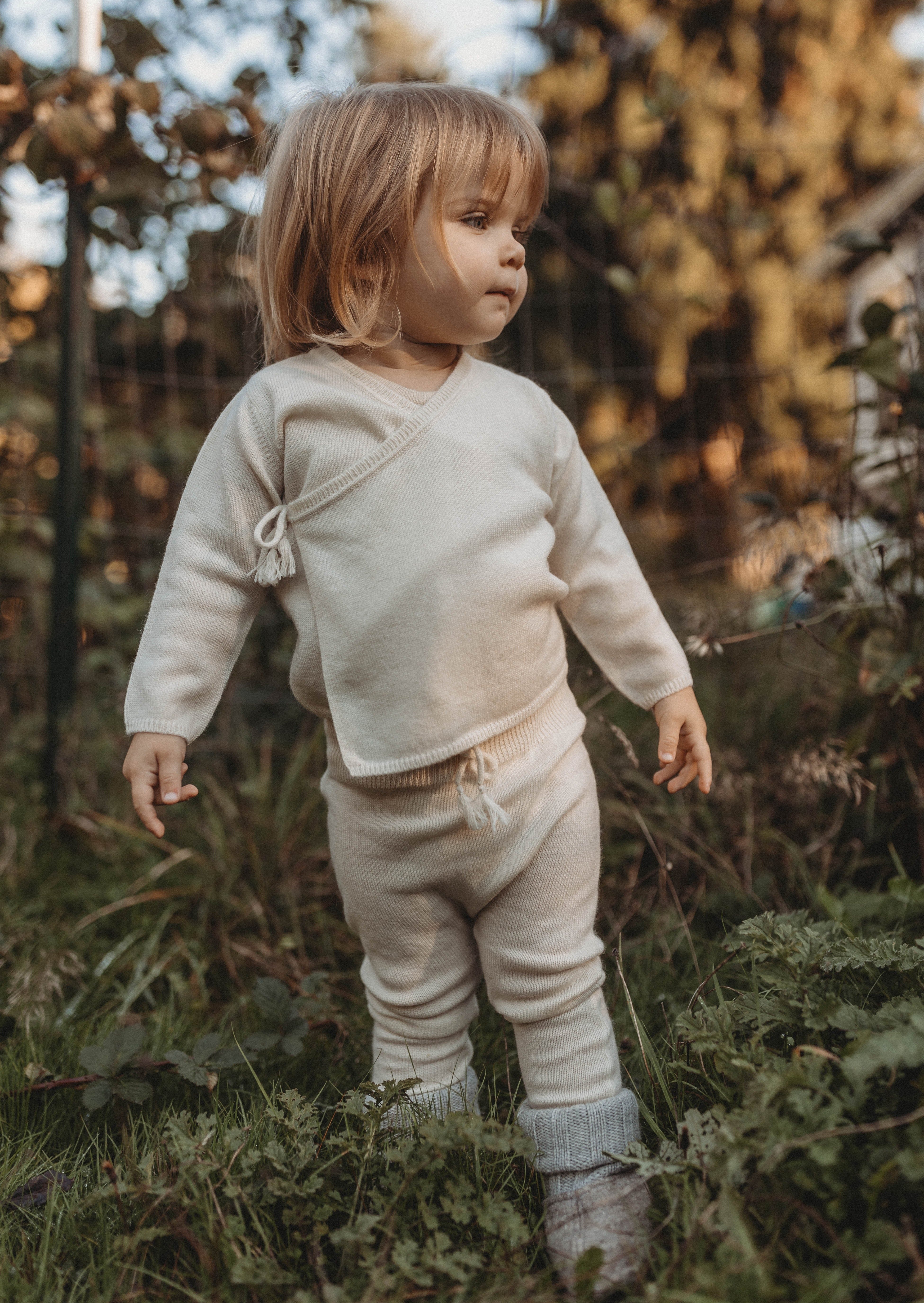 La Petit Lapin Cashmere Wrap Cardigan | Pure Beige - Image 8