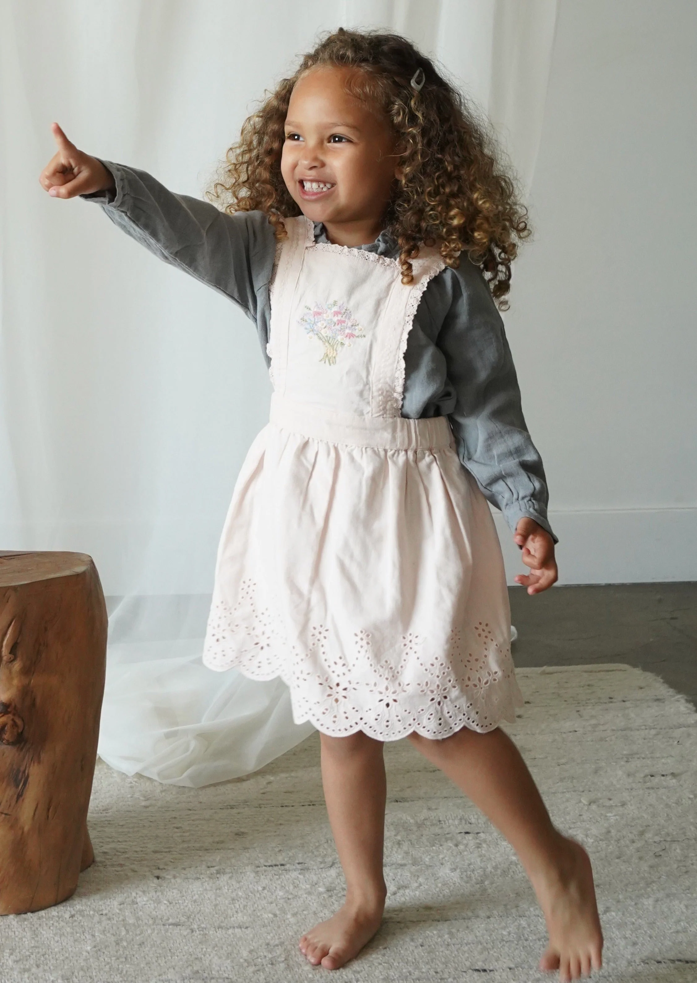 La Petit Lapin Elea | Corduroy Cotton Anglaise Dress | Primrose - Image 11