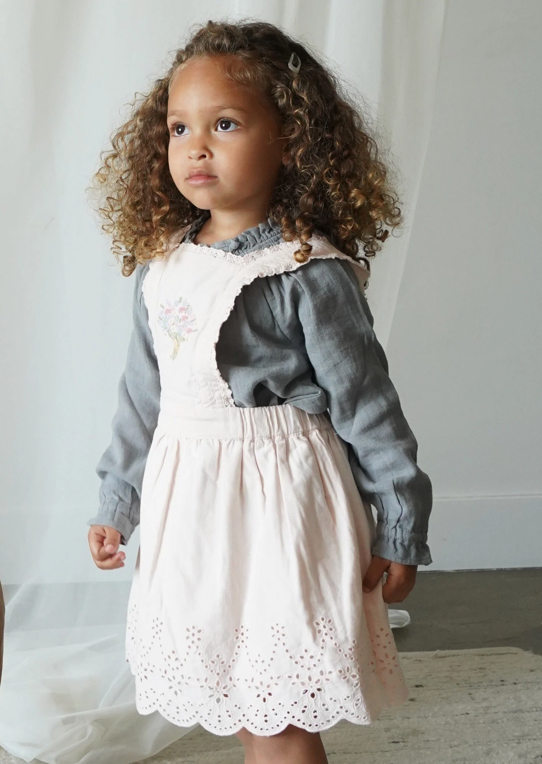 La Petit Lapin Elea | Corduroy Cotton Anglaise Dress | Primrose - Image 12