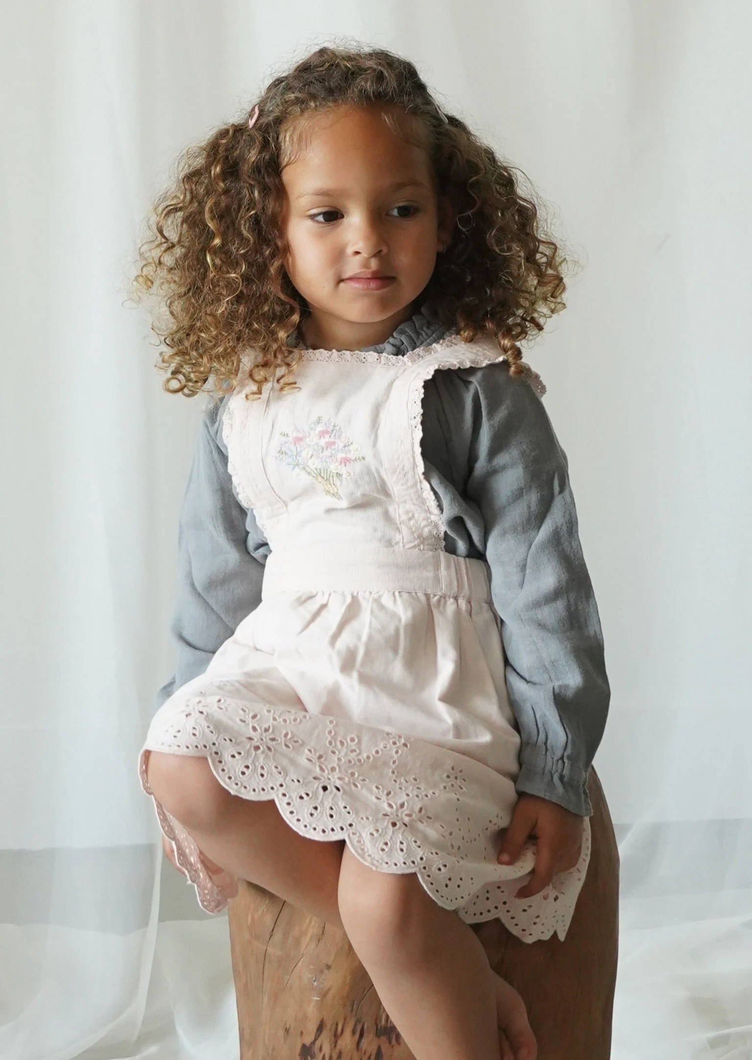 La Petit Lapin Elea | Corduroy Cotton Anglaise Dress | Primrose - Image 13