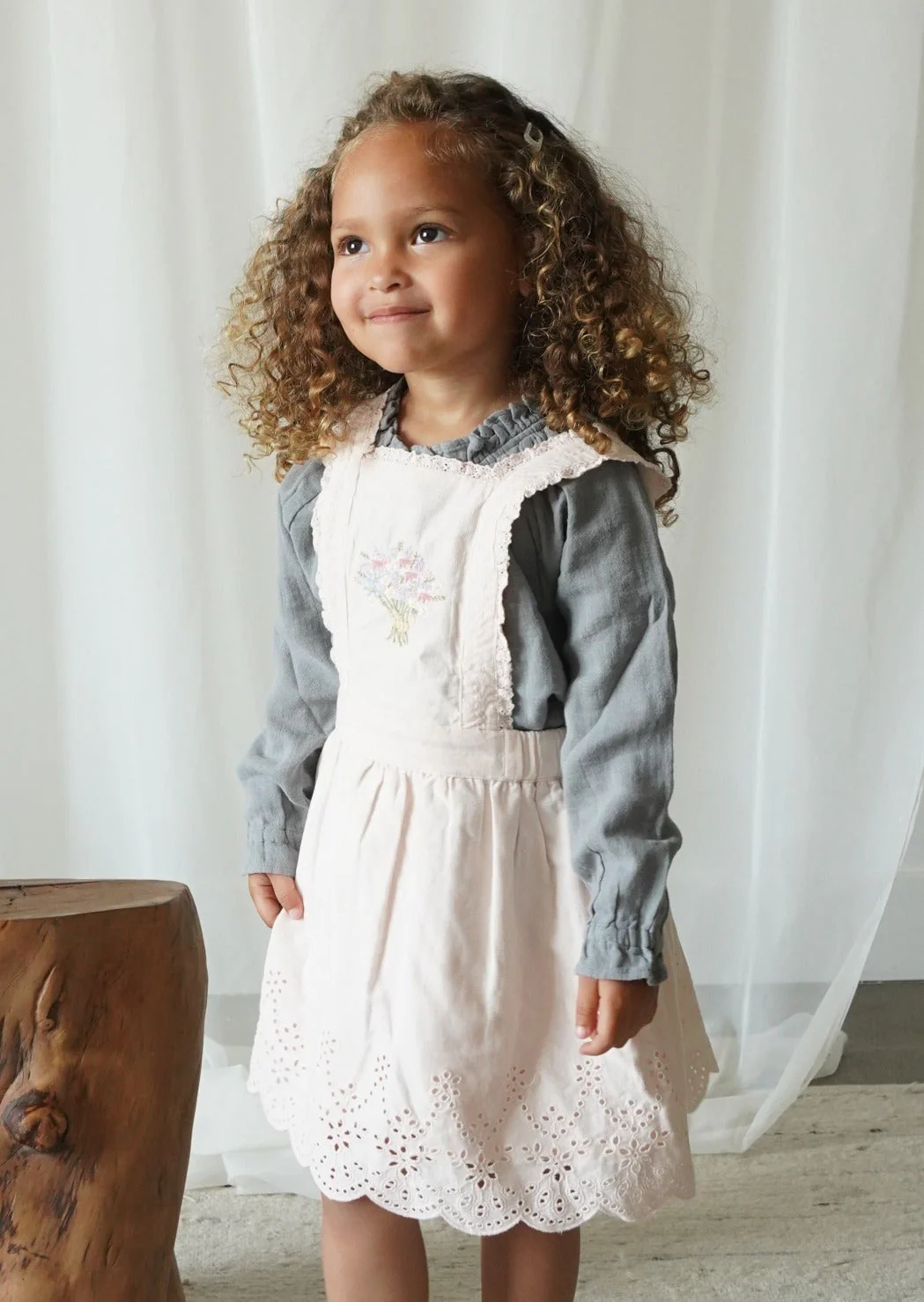 La Petit Lapin Elea | Corduroy Cotton Anglaise Dress | Primrose - Image 2