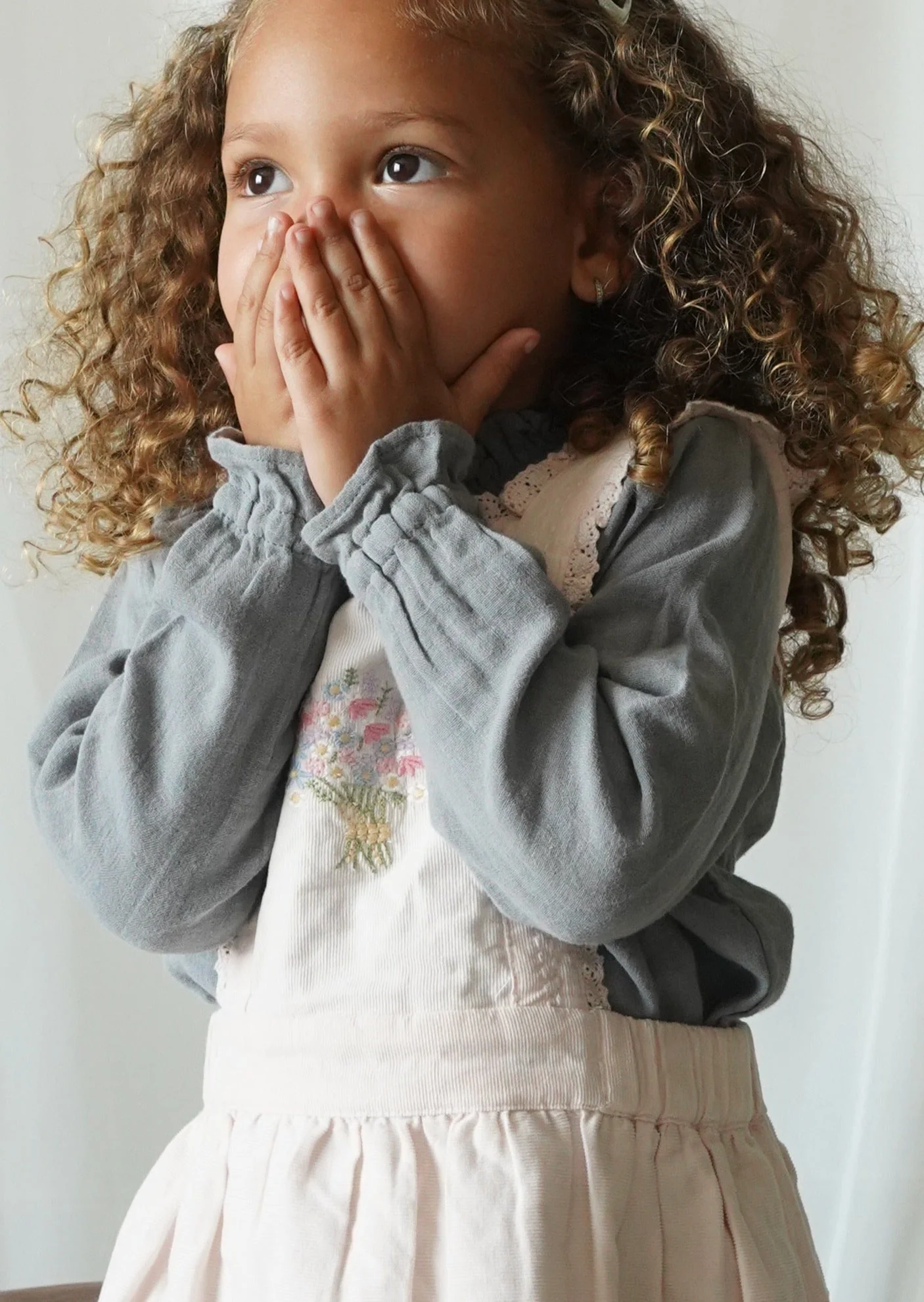 La Petit Lapin Elea | Corduroy Cotton Anglaise Dress | Primrose - Image 3