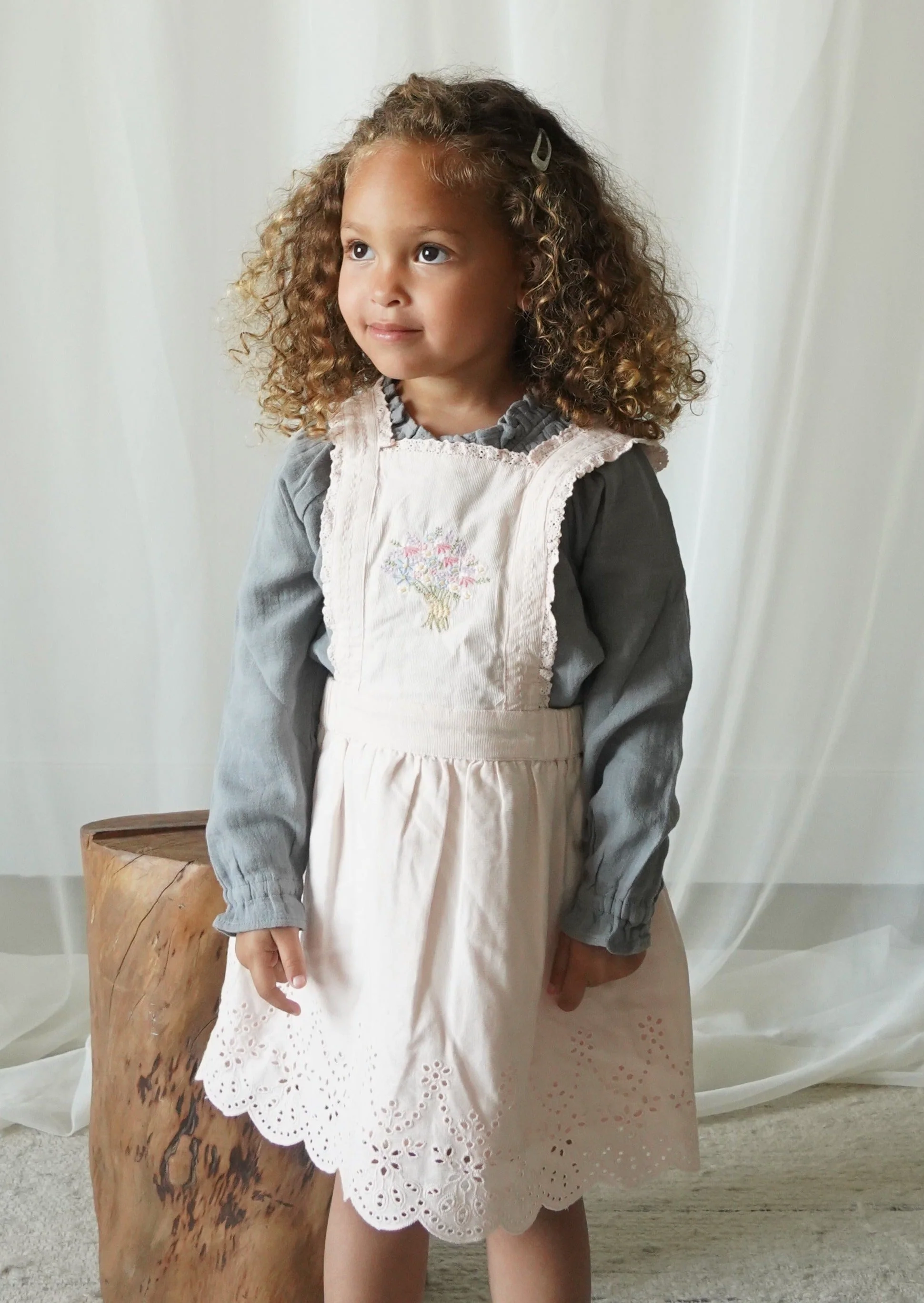 La Petit Lapin Elea | Corduroy Cotton Anglaise Dress | Primrose - Image 5