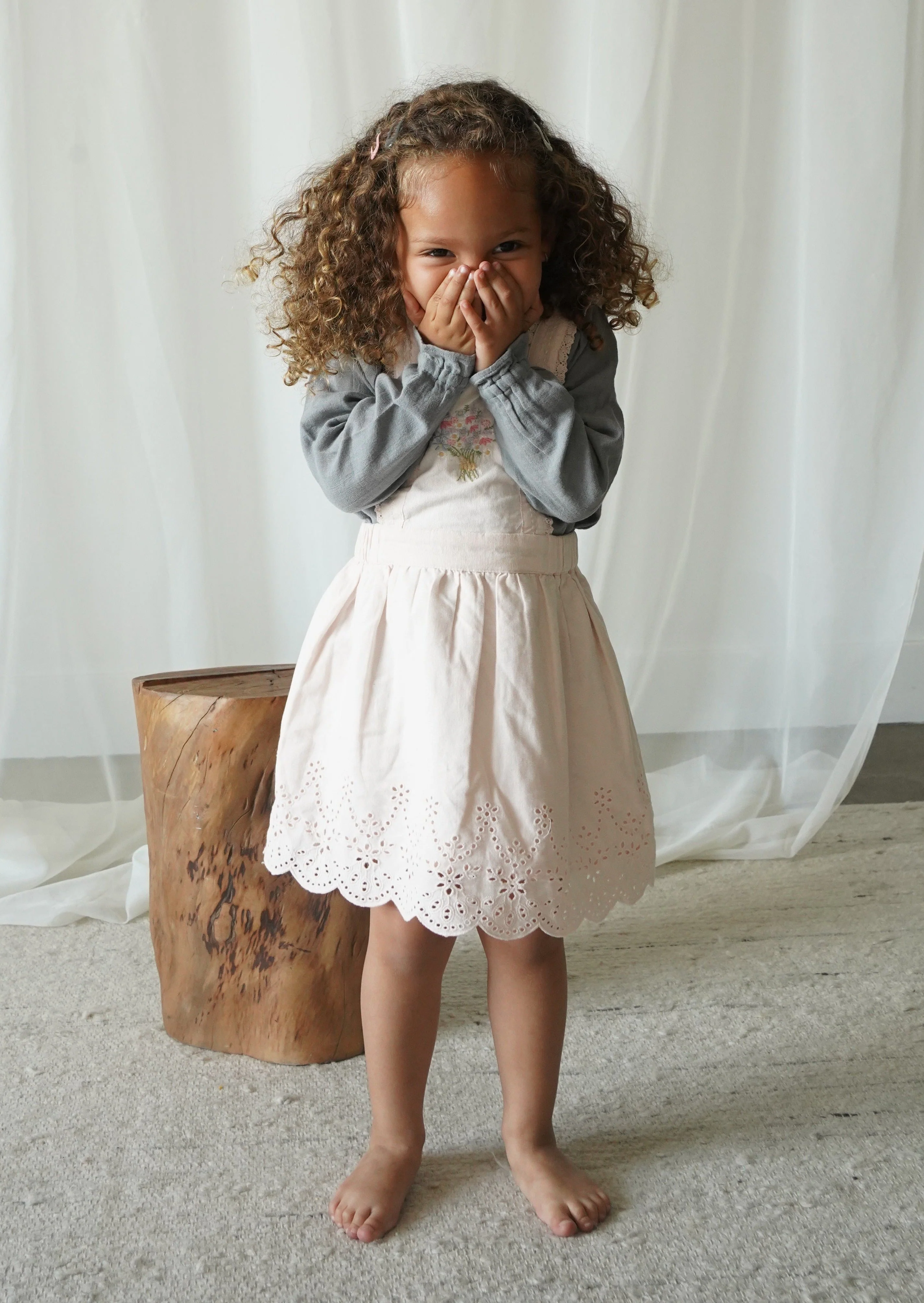 La Petit Lapin Elea | Corduroy Cotton Anglaise Dress | Primrose - Image 6