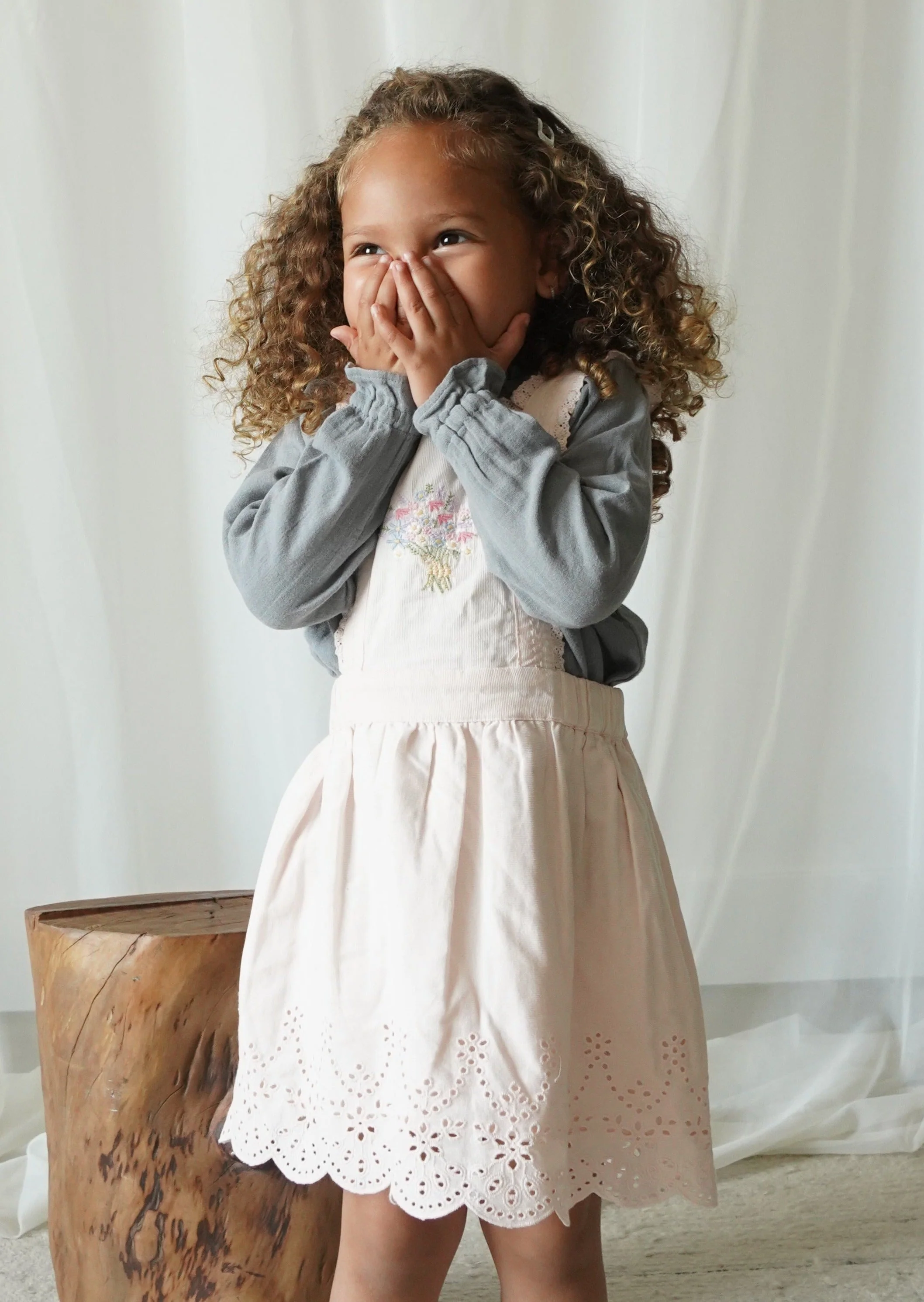 La Petit Lapin Elea | Corduroy Cotton Anglaise Dress | Primrose - Image 7