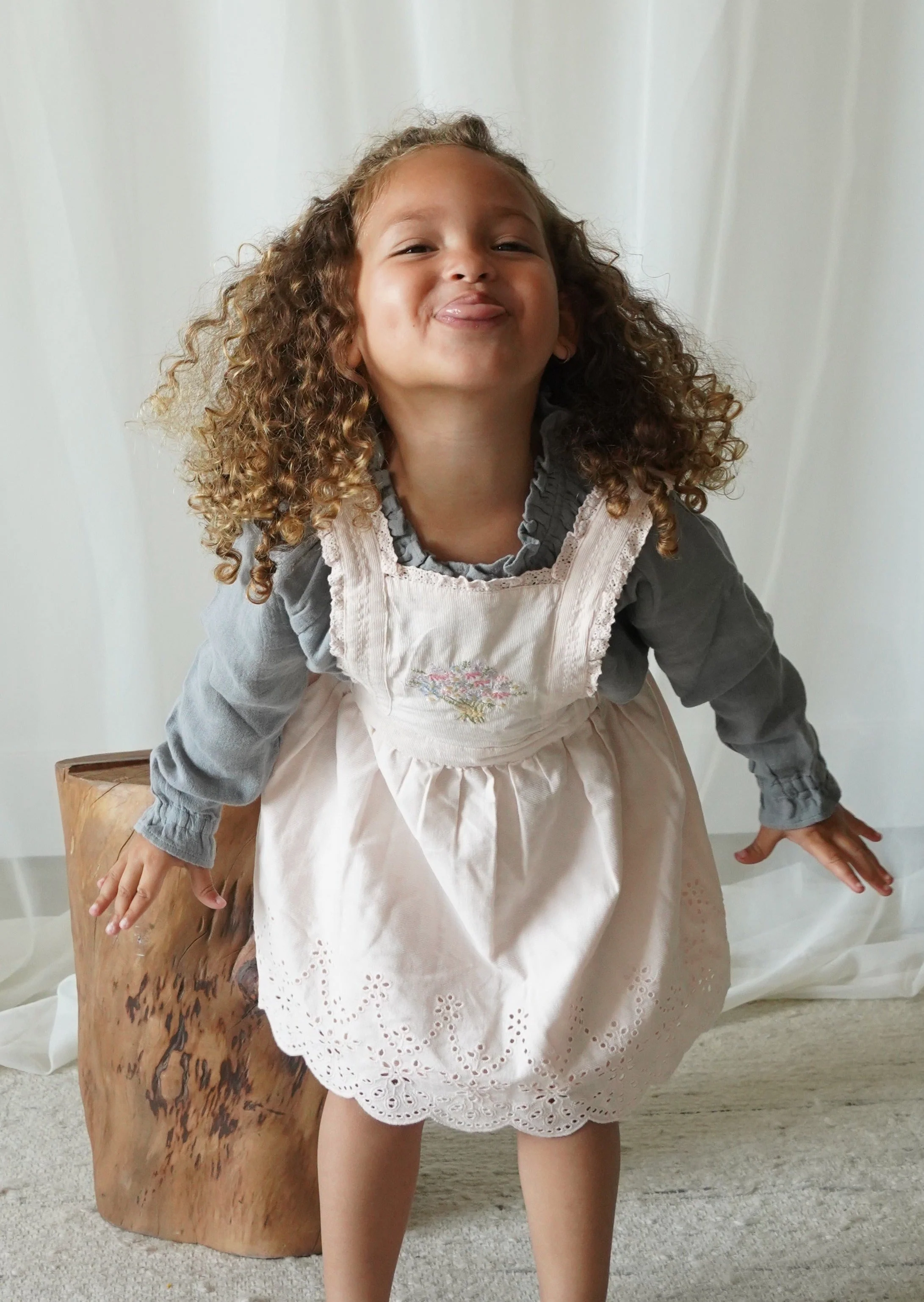 La Petit Lapin Elea | Corduroy Cotton Anglaise Dress | Primrose - Image 9