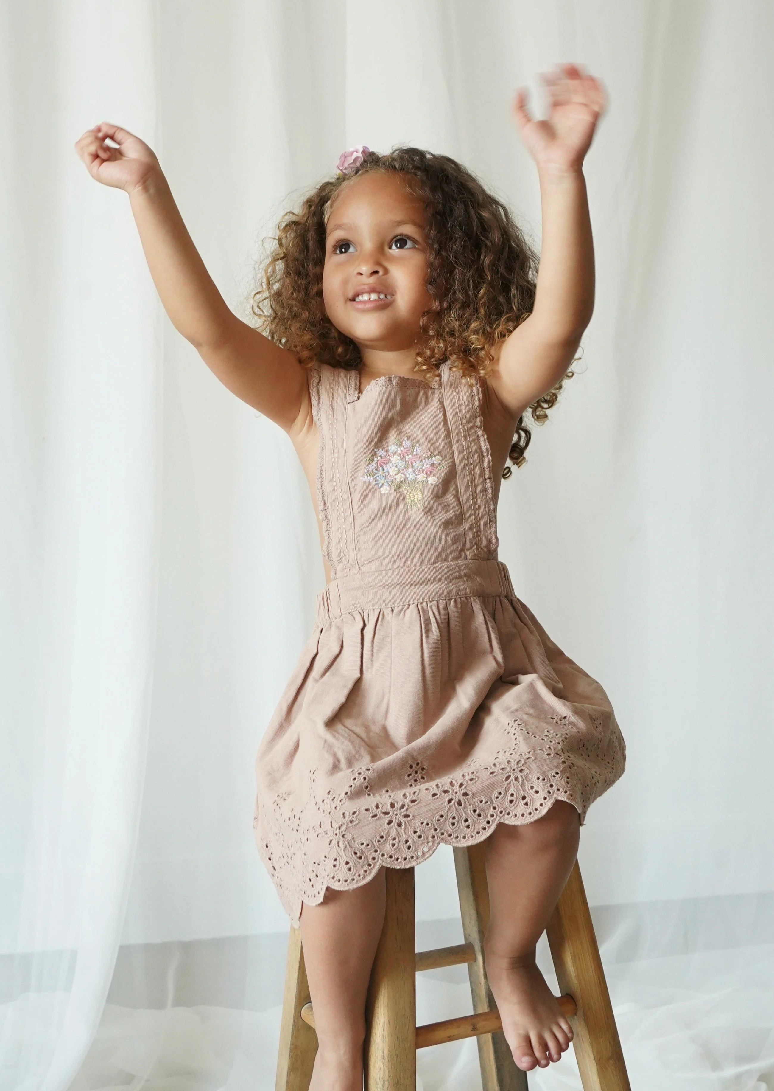 La Petit Lapin Elea | Corduroy Cotton Anglaise Dress | Wistful Mauve - Image 3