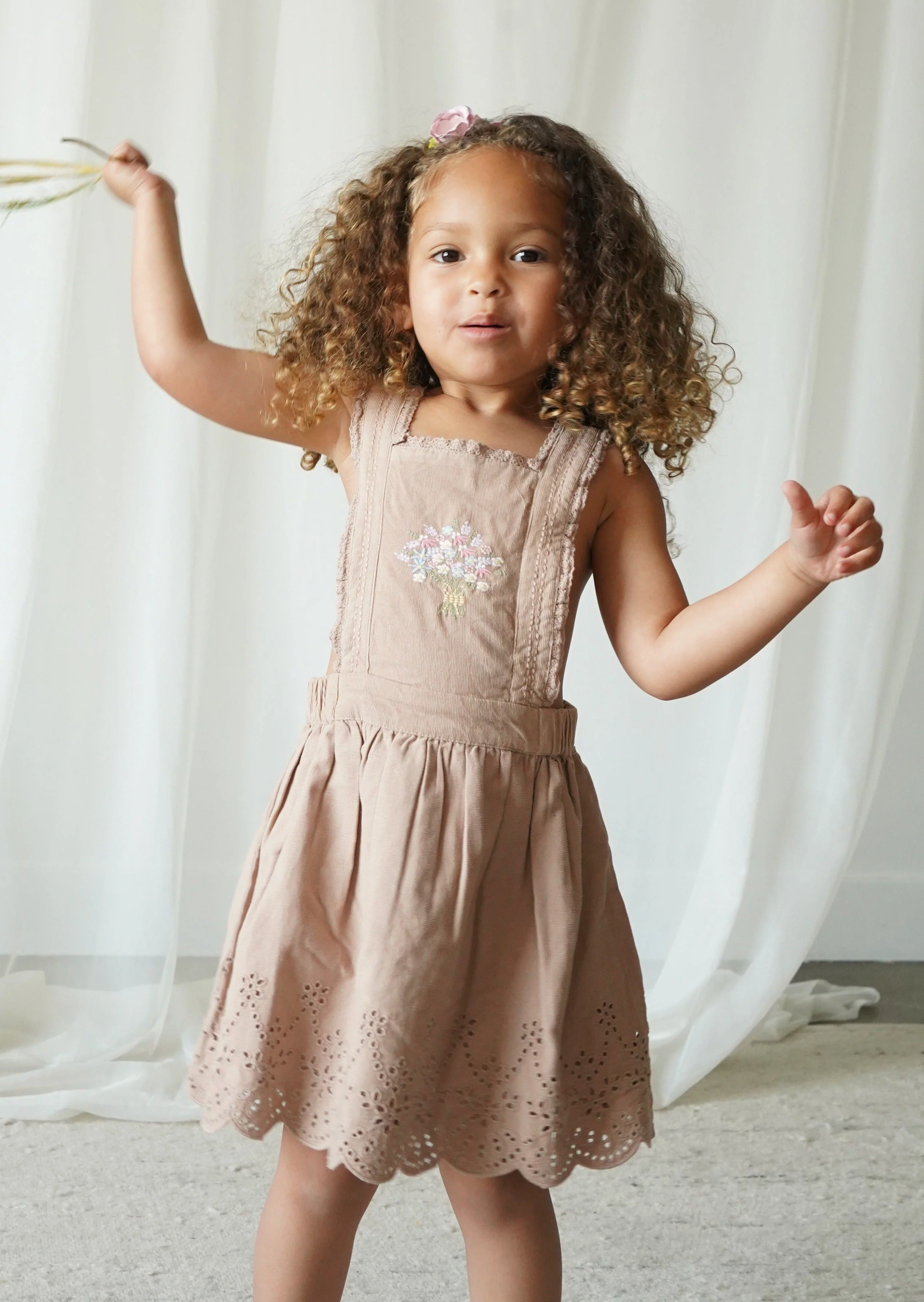 La Petit Lapin Elea | Corduroy Cotton Anglaise Dress | Wistful Mauve - Image 4