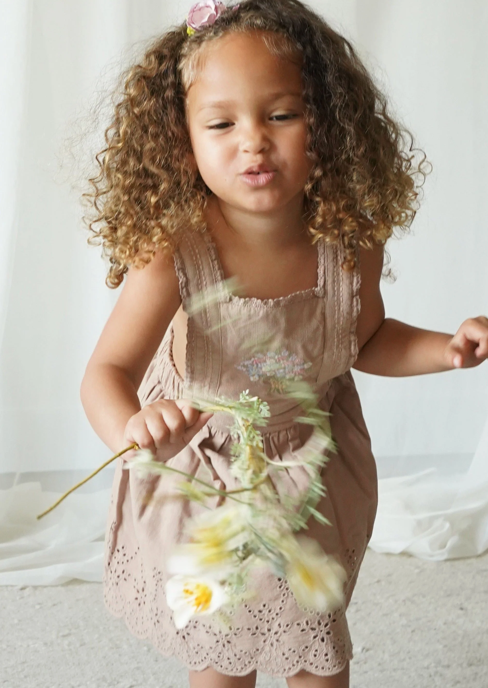 La Petit Lapin Elea | Corduroy Cotton Anglaise Dress | Wistful Mauve - Image 5