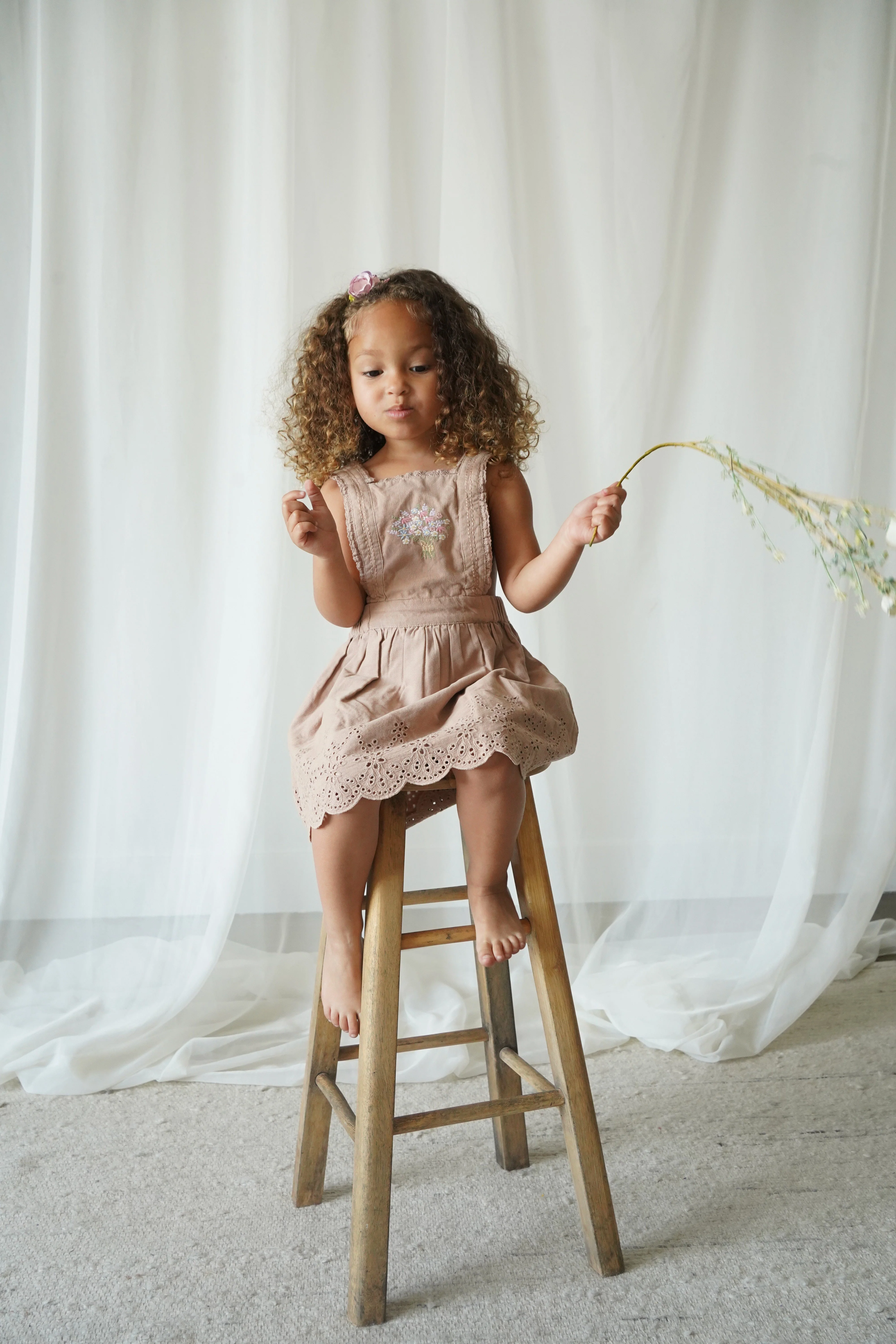 La Petit Lapin Elea | Corduroy Cotton Anglaise Dress | Wistful Mauve - Image 7